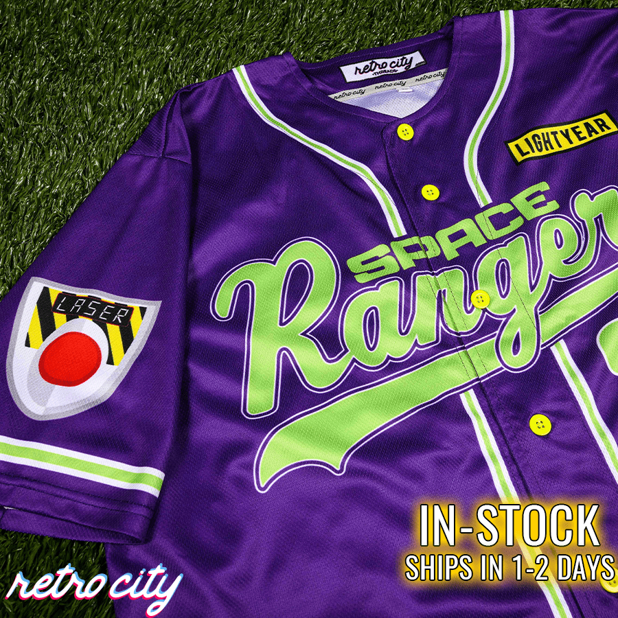 Space Rangers Full Button Baseball Jersey (Purple)