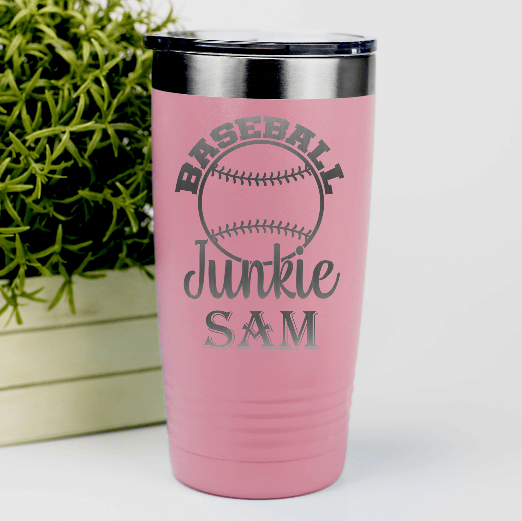 Salmon Baseball Tumbler With Addicted To The Diamond Design