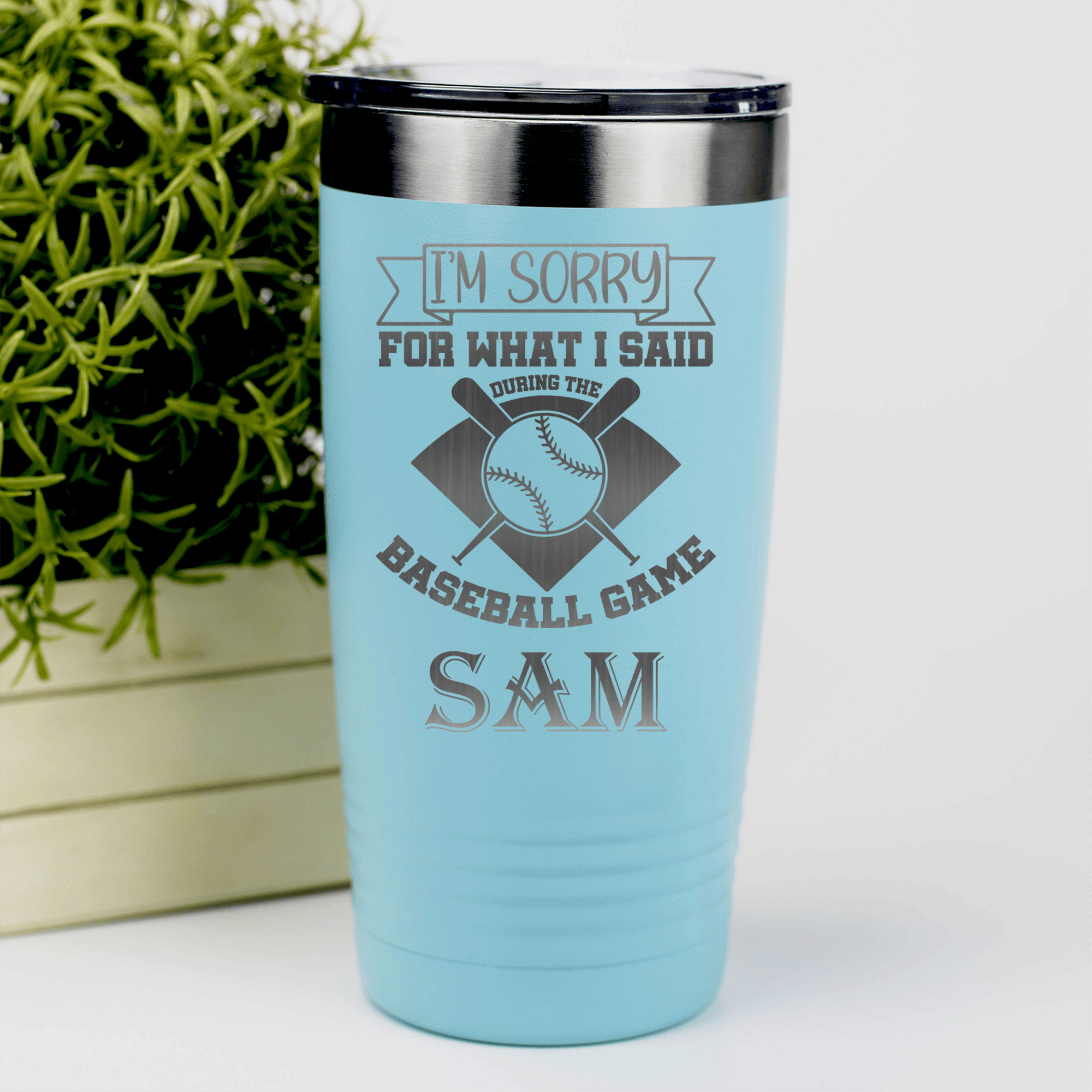 Teal Baseball Tumbler With Baseball Game Day Regrets Design