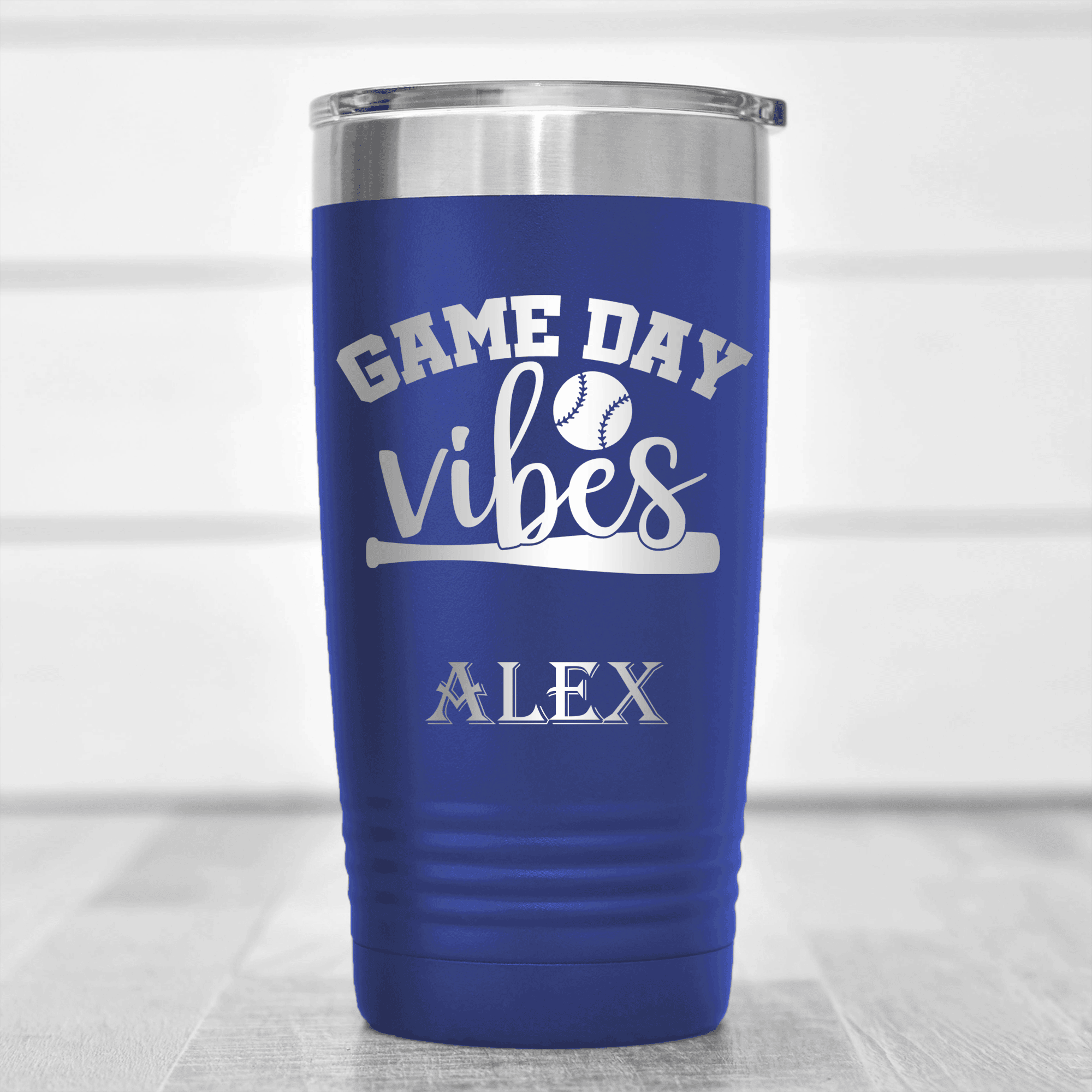 Blue Baseball Tumbler With Baseball Mood Design