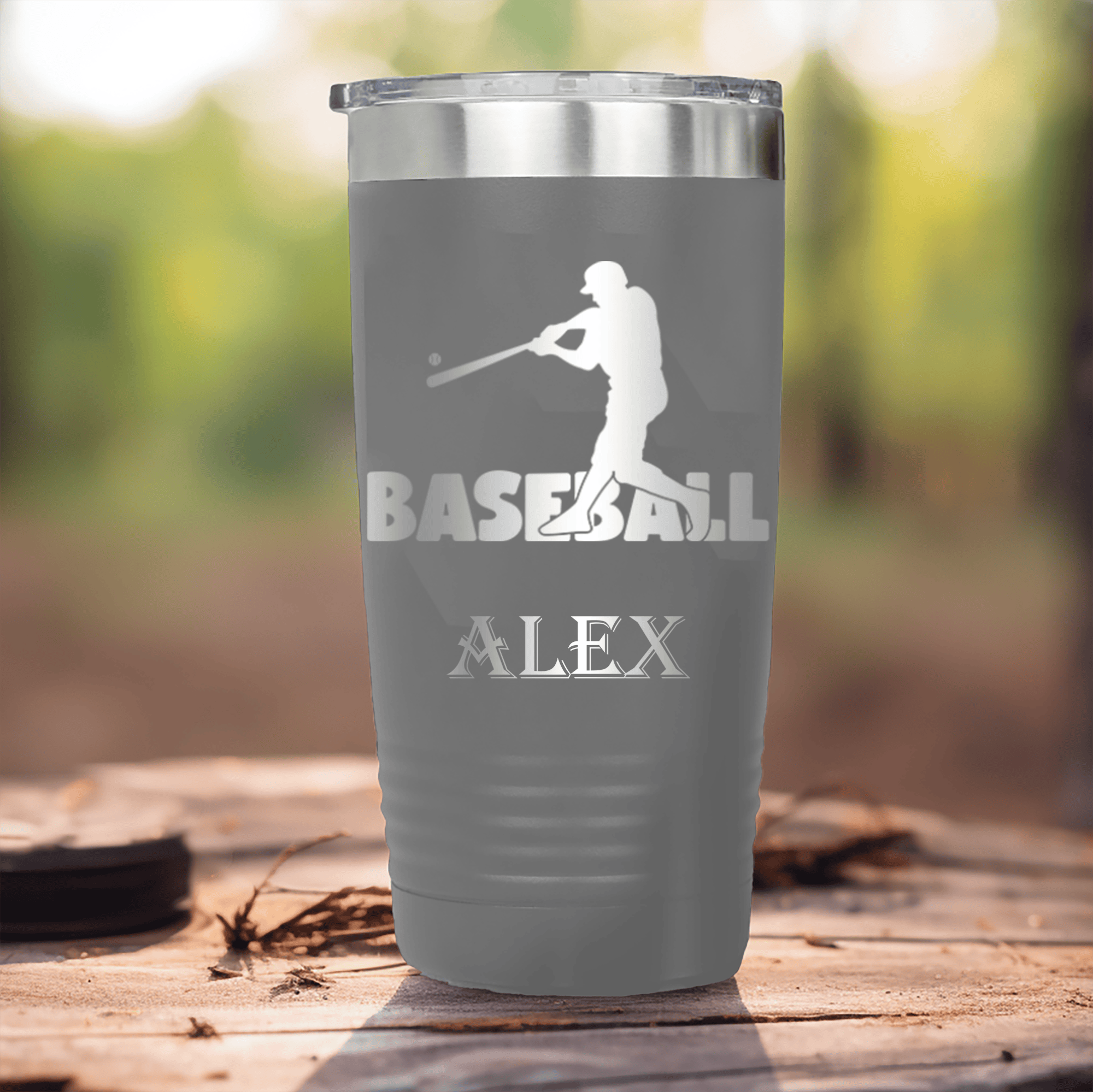 Grey Baseball Tumbler With Diamond Prodigy Design