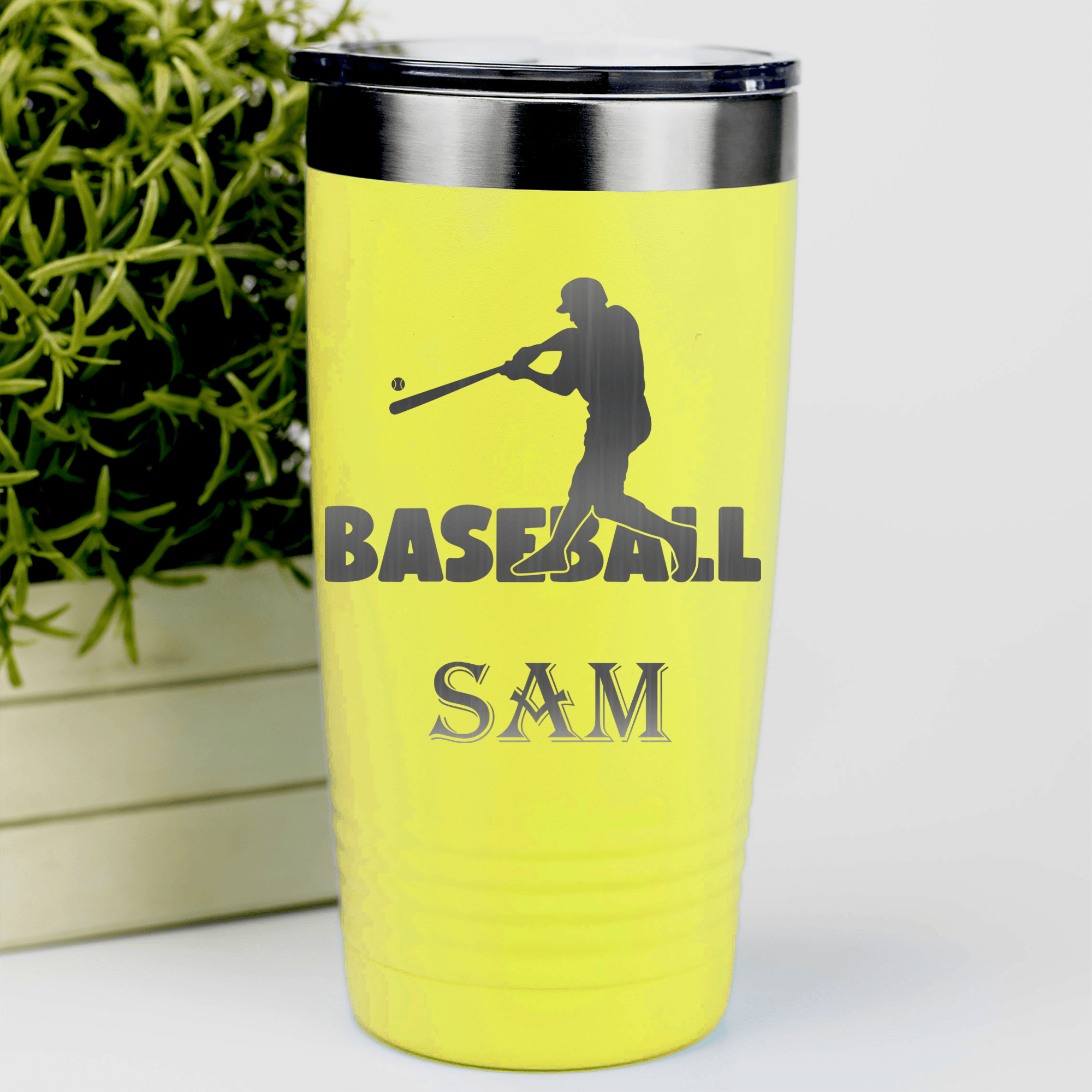 Yellow Baseball Tumbler With Diamond Prodigy Design