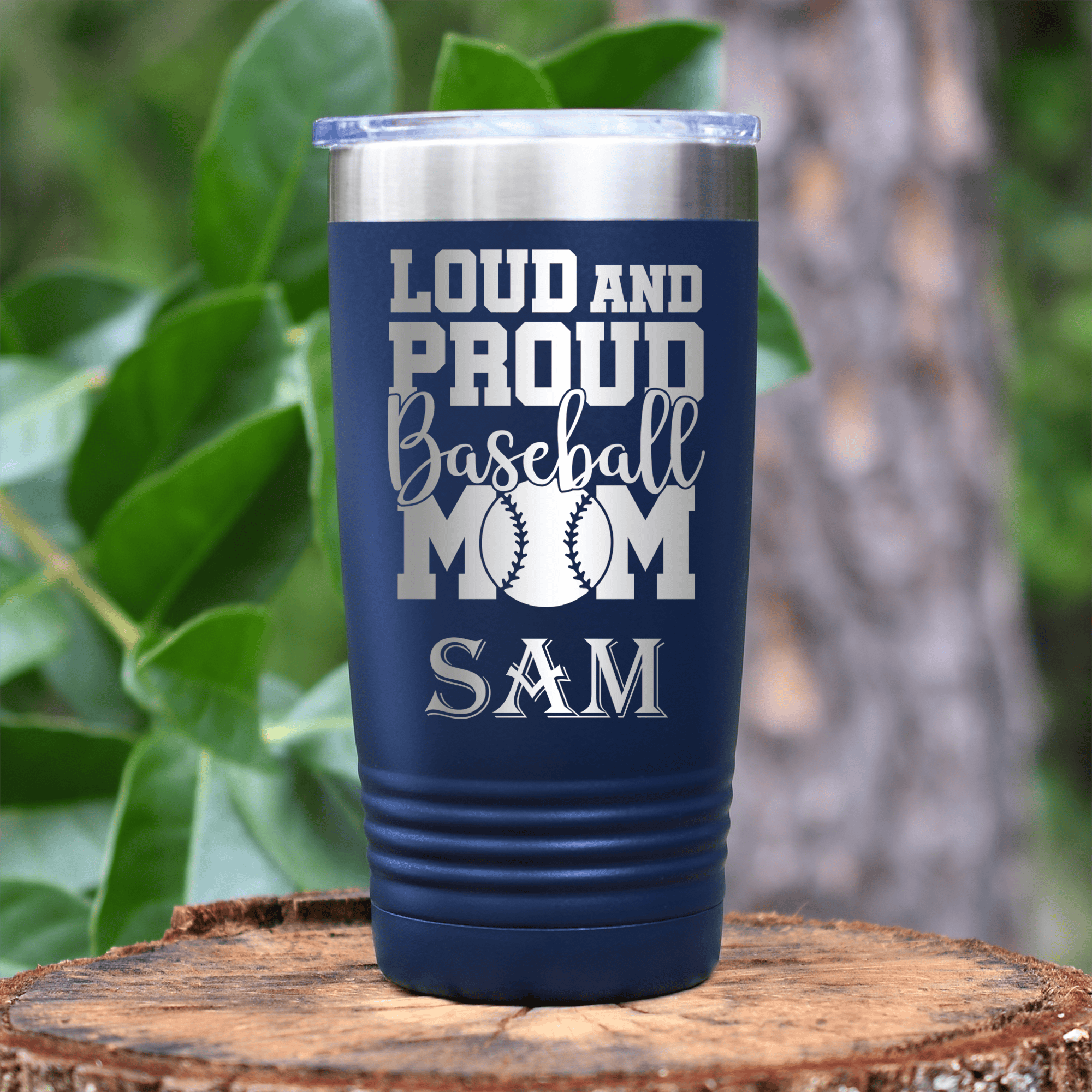 Navy Baseball Tumbler With Echoing Cheers From The Diamond Design