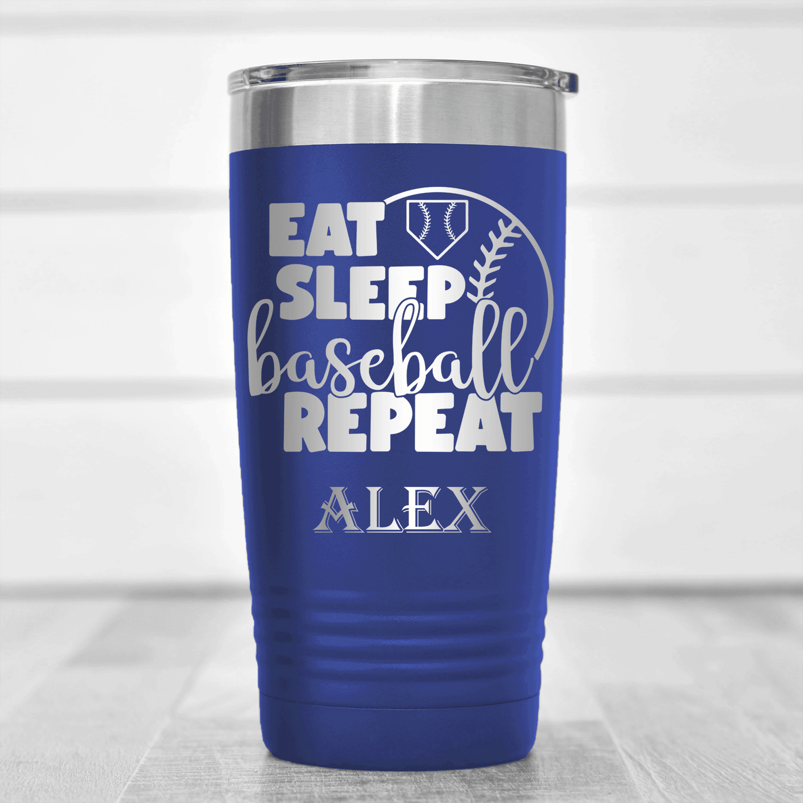 Blue Baseball Tumbler With Lifes Rythm Baseball Design