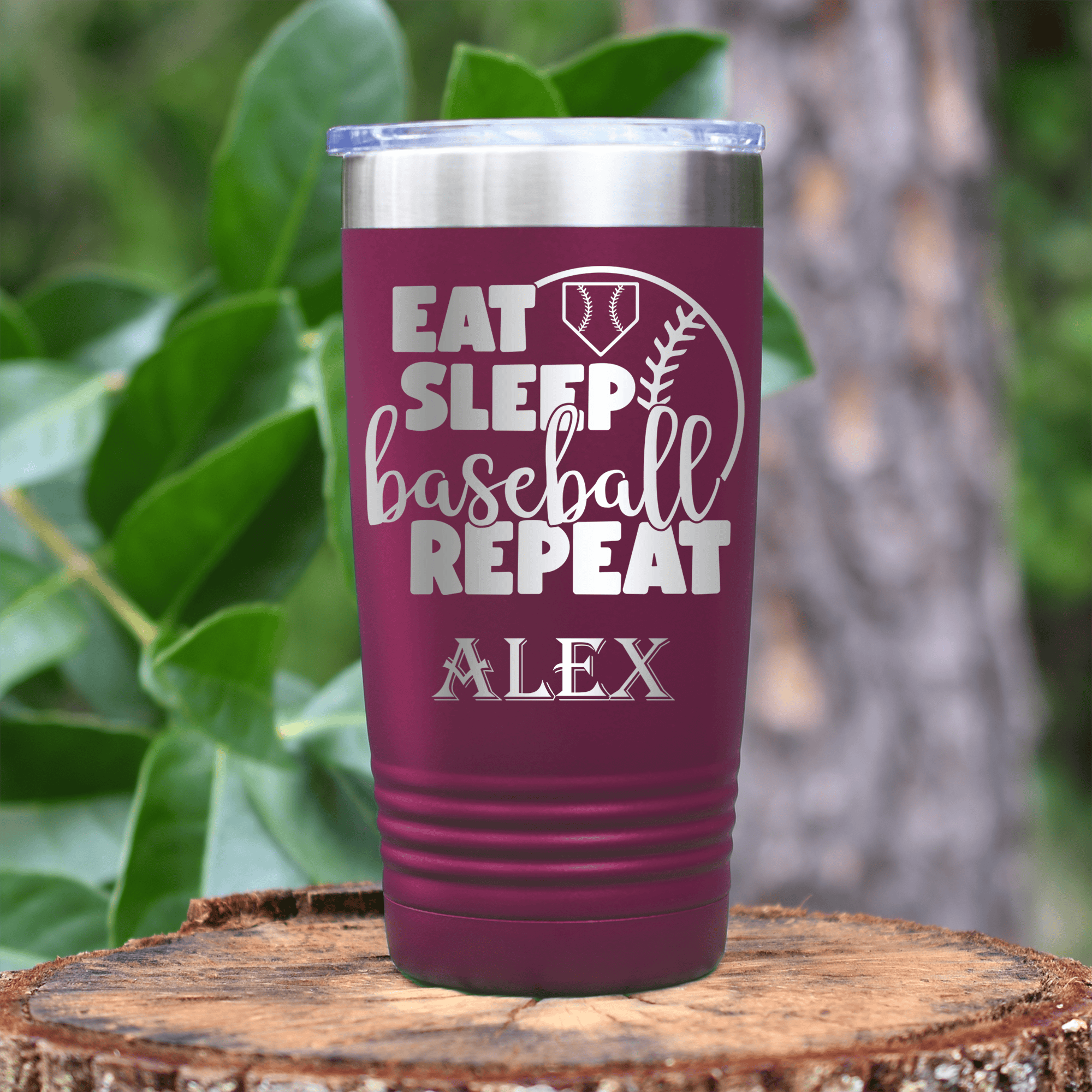 Maroon Baseball Tumbler With Lifes Rythm Baseball Design