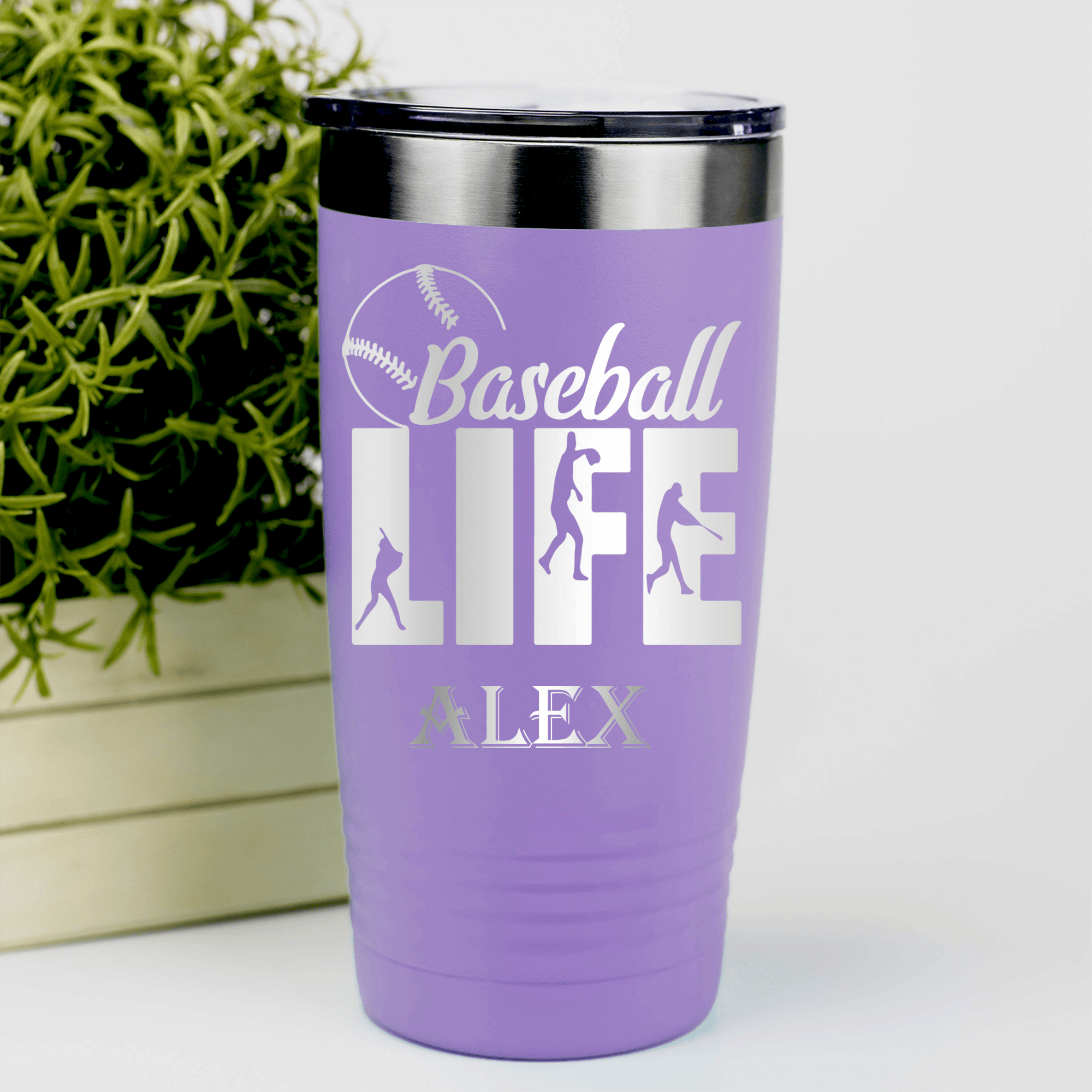 Light Purple Baseball Tumbler With Living The Diamond Dream Design