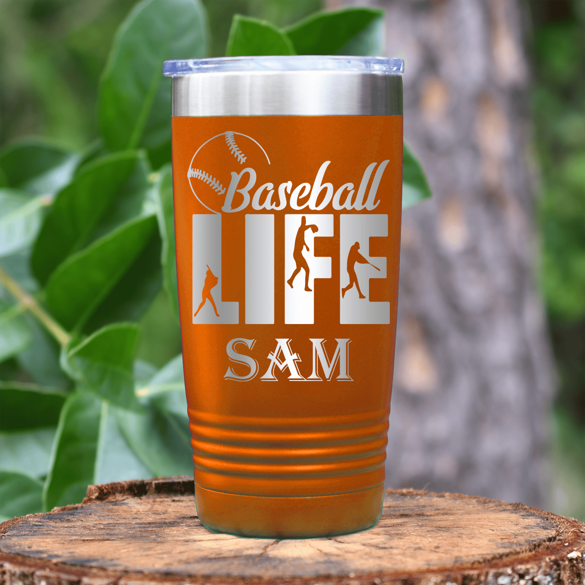 Orange Baseball Tumbler With Living The Diamond Dream Design