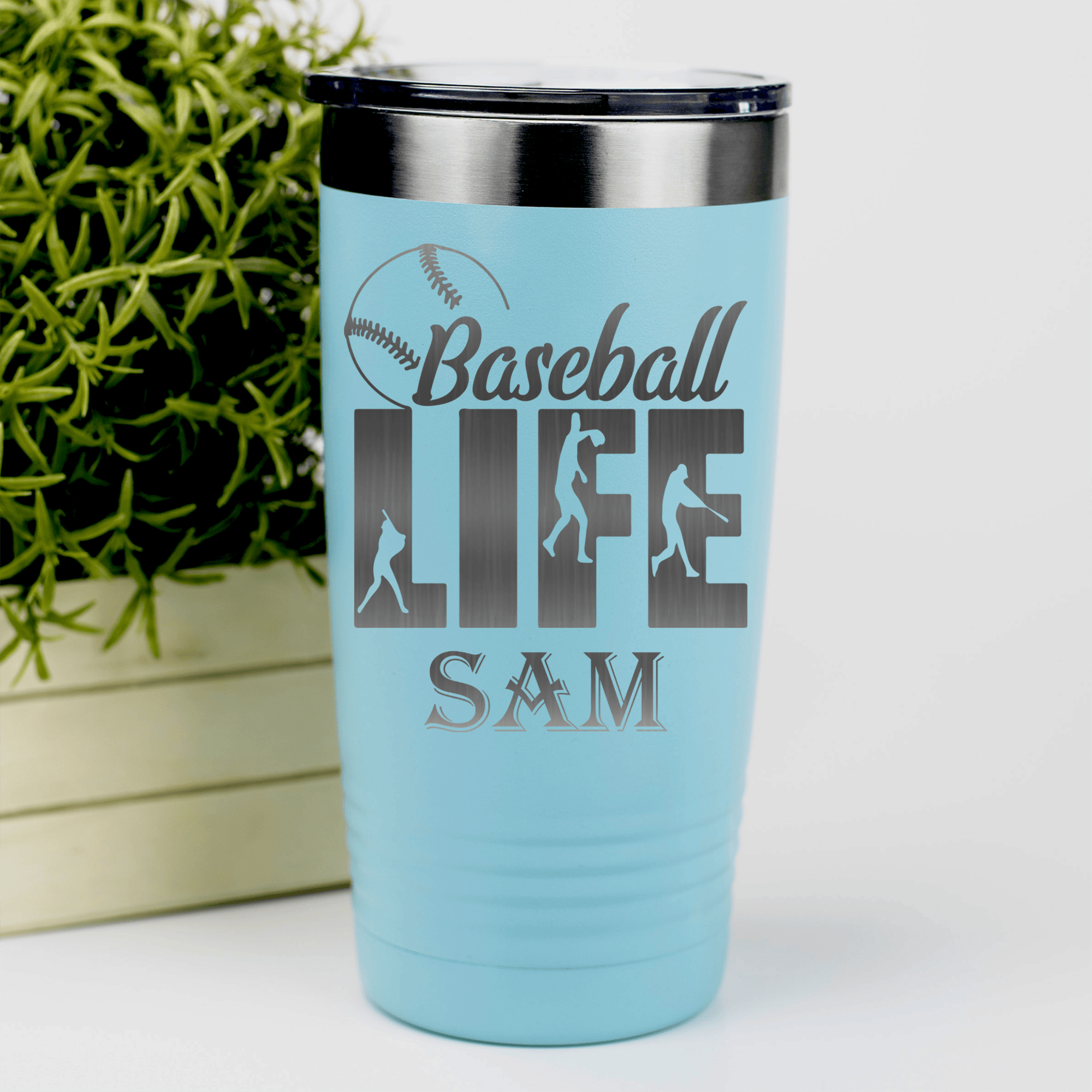 Teal Baseball Tumbler With Living The Diamond Dream Design