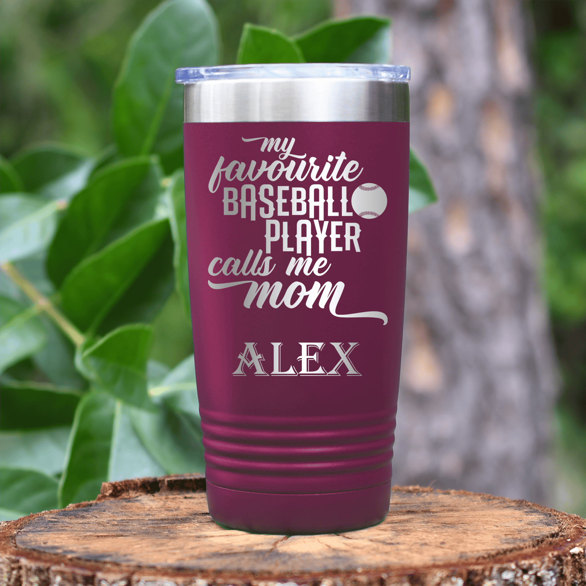 Maroon Baseball Tumbler With Moms Mvp On The Diamond Design