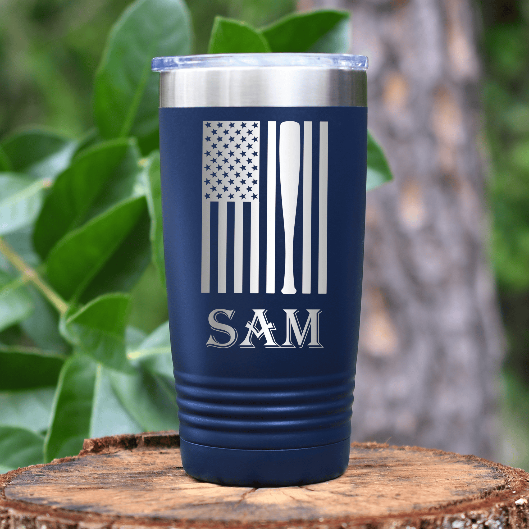 Navy Baseball Tumbler With Patriotic Baseball Pride Design