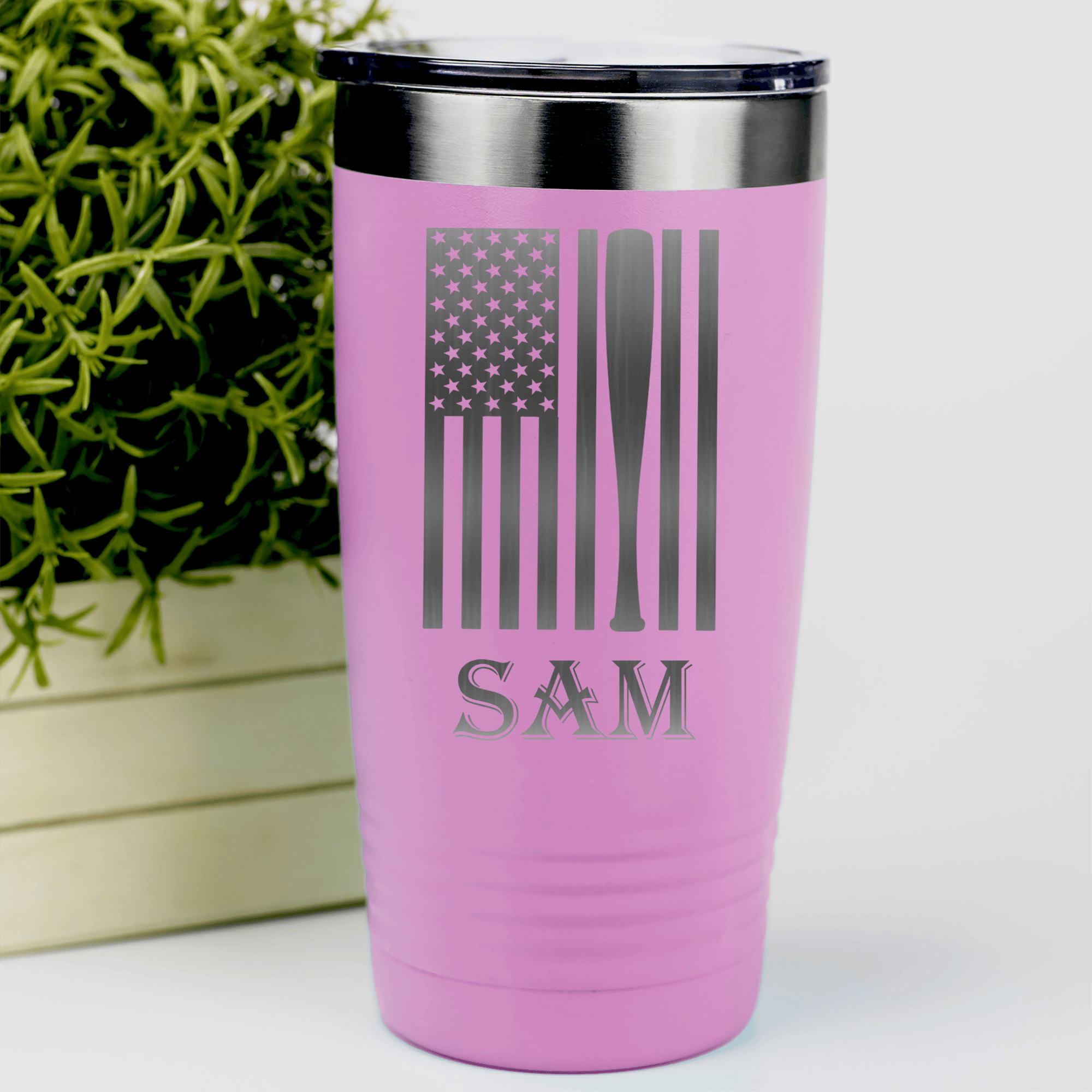 Pink Baseball Tumbler With Patriotic Baseball Pride Design