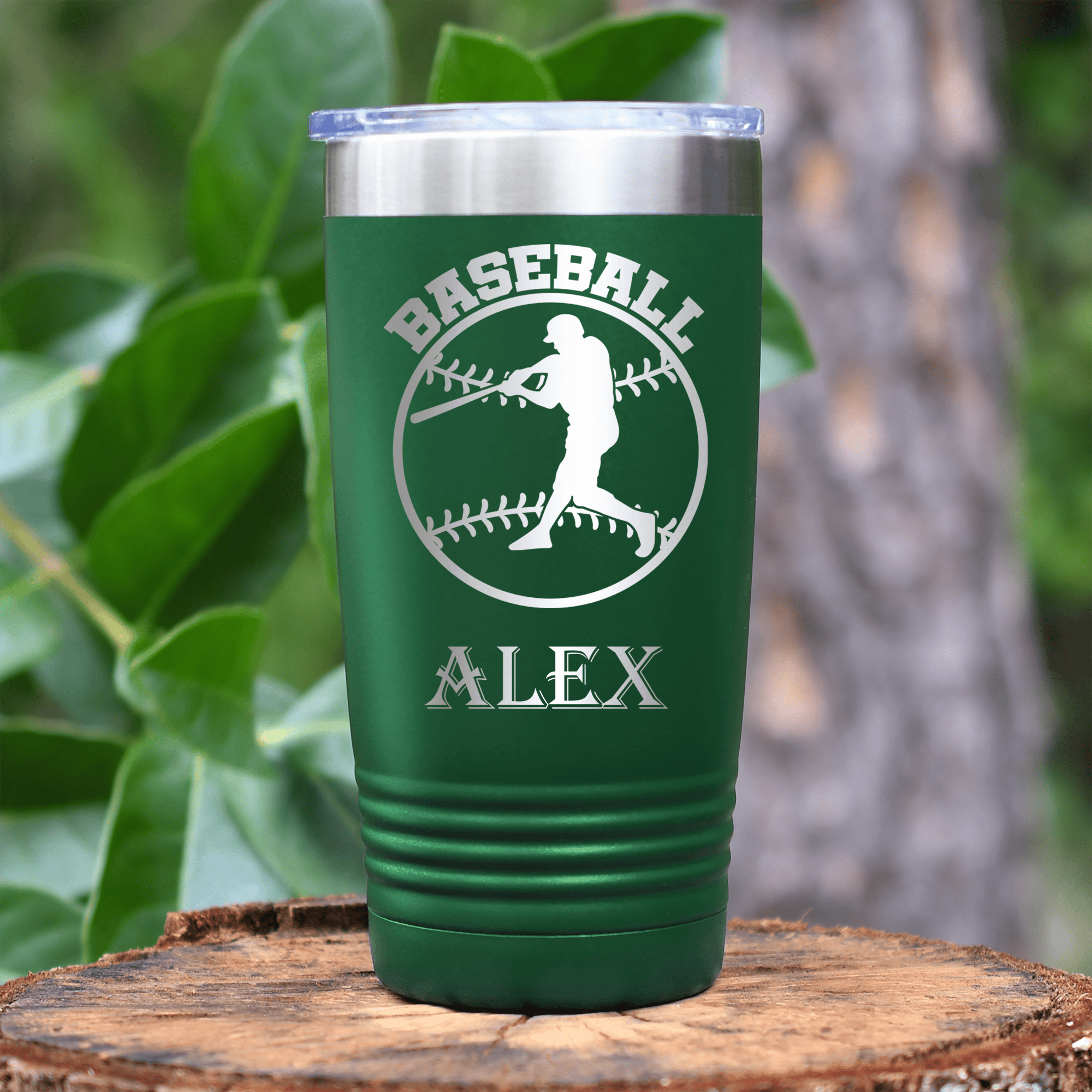 Green Baseball Tumbler With Player Spotlight Design