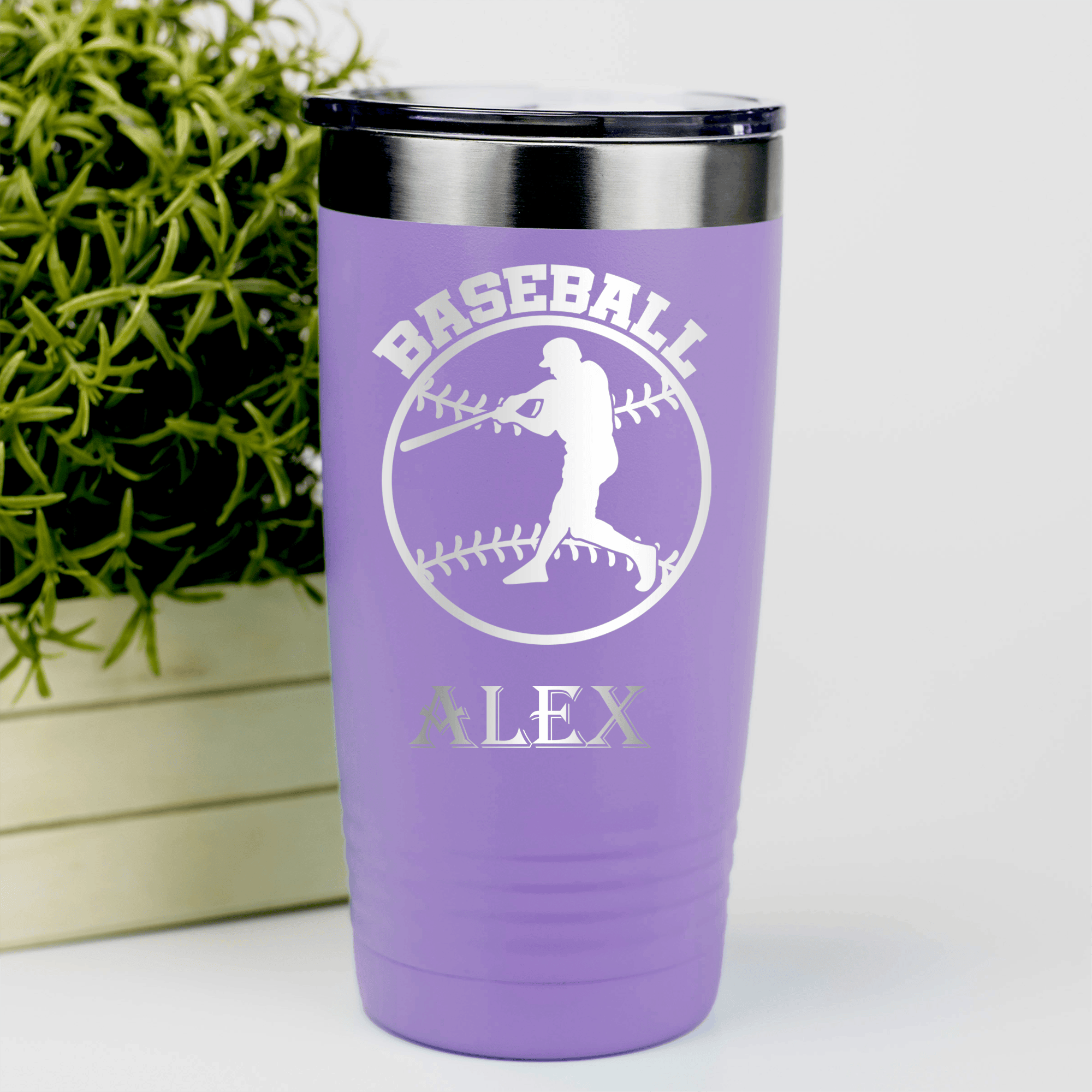 Light Purple Baseball Tumbler With Player Spotlight Design