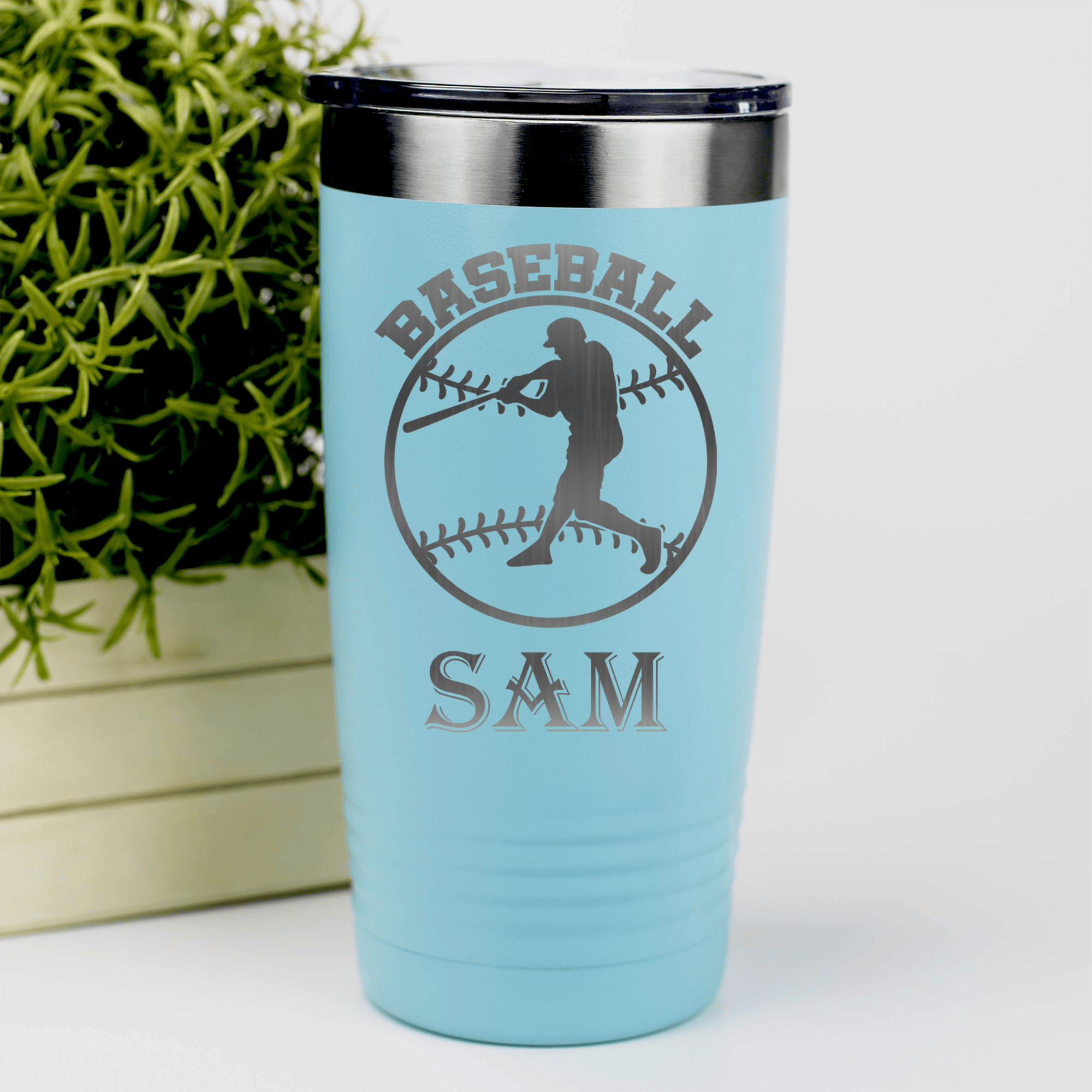 Teal Baseball Tumbler With Player Spotlight Design