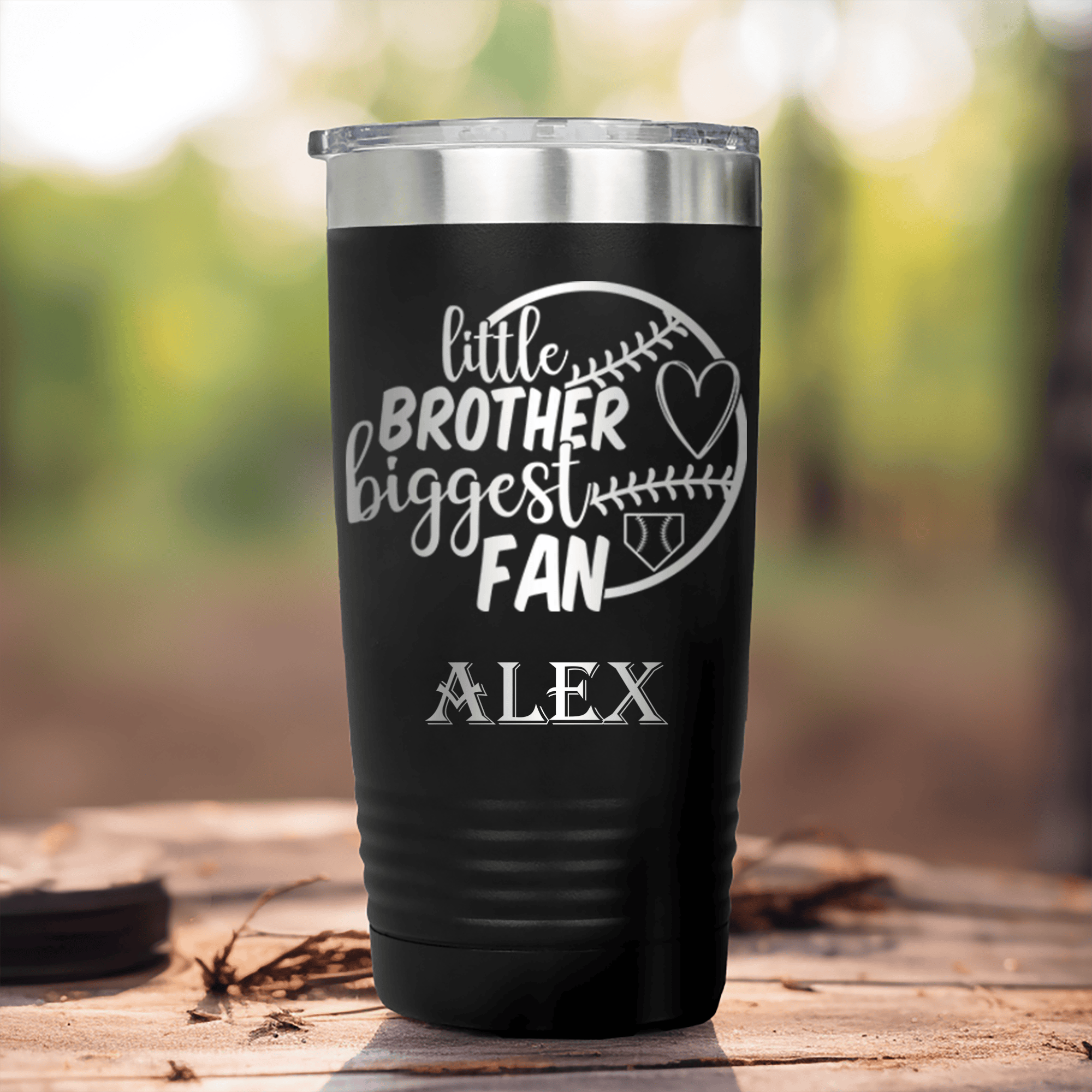 Black Baseball Tumbler With Proud Baseball Sibling Design