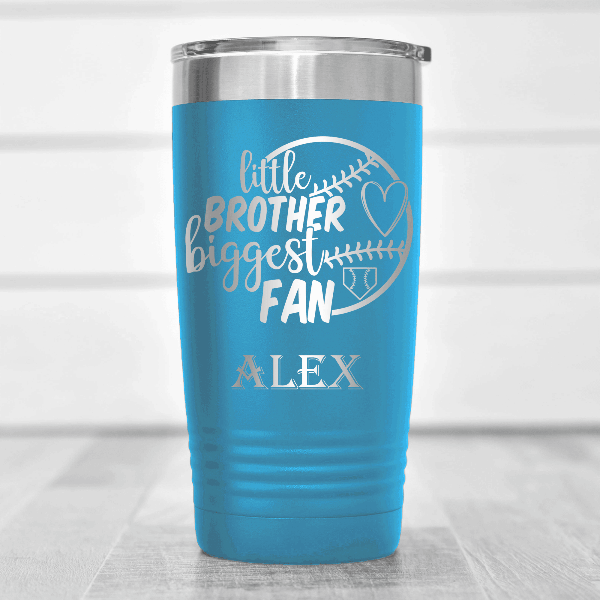 Light Blue Baseball Tumbler With Proud Baseball Sibling Design