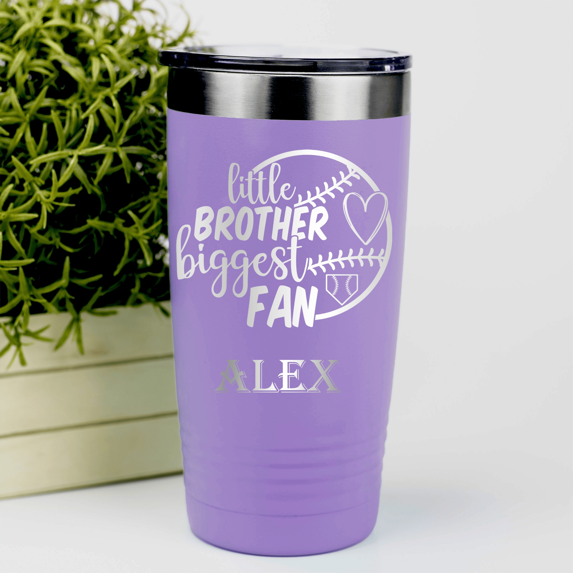 Light Purple Baseball Tumbler With Proud Baseball Sibling Design