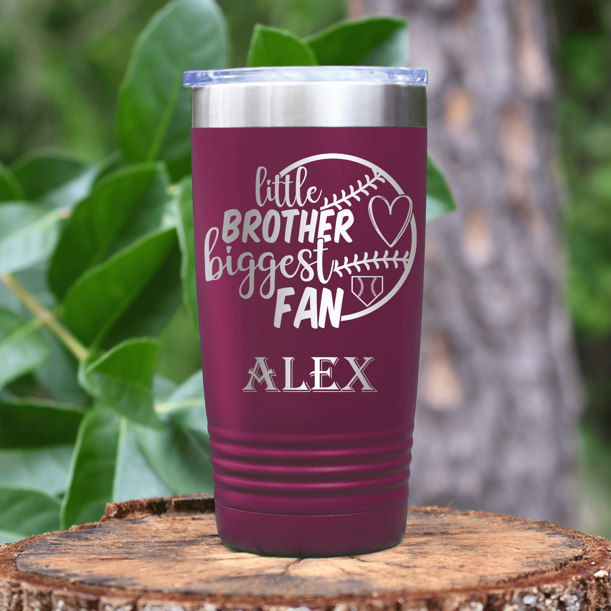 Maroon Baseball Tumbler With Proud Baseball Sibling Design