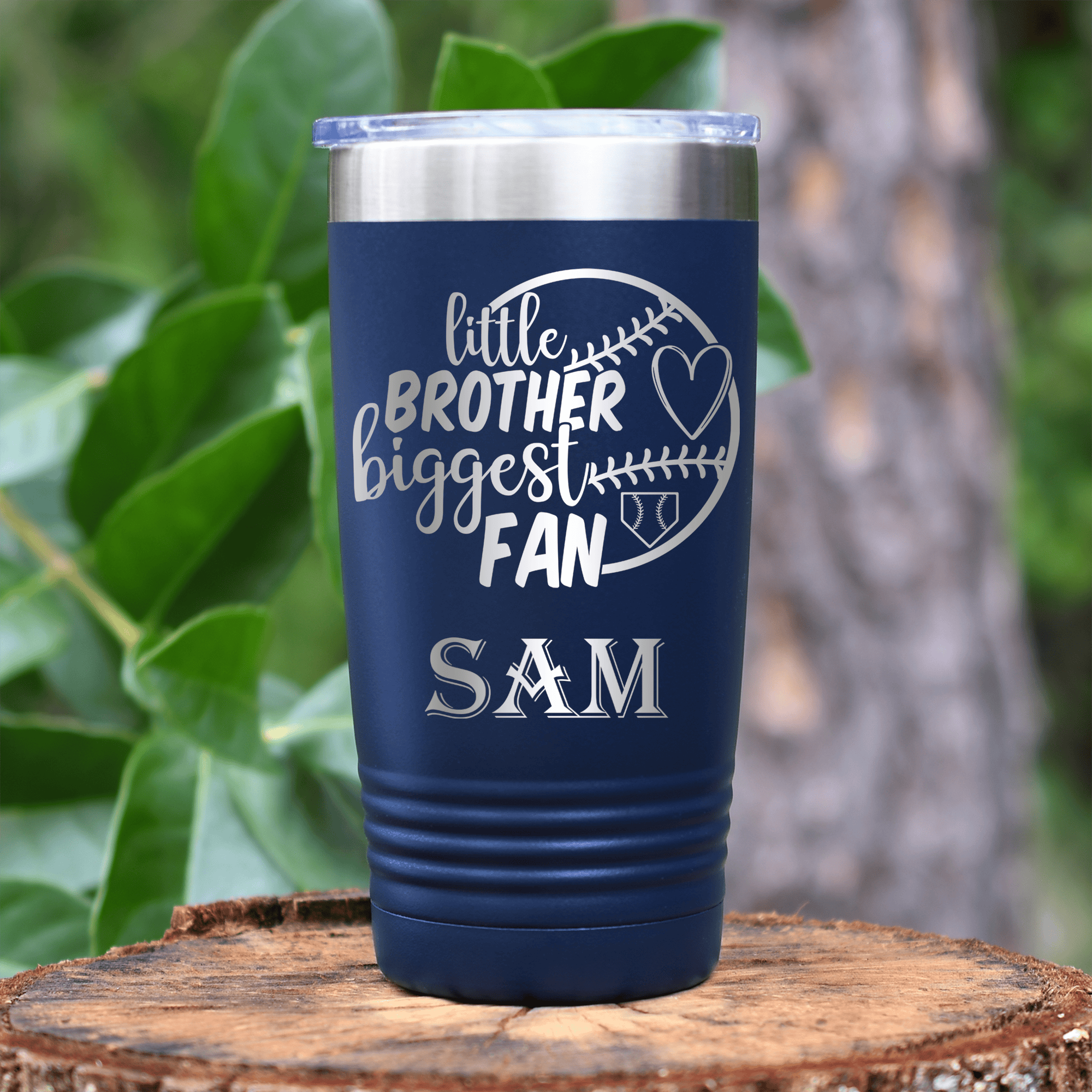 Navy Baseball Tumbler With Proud Baseball Sibling Design