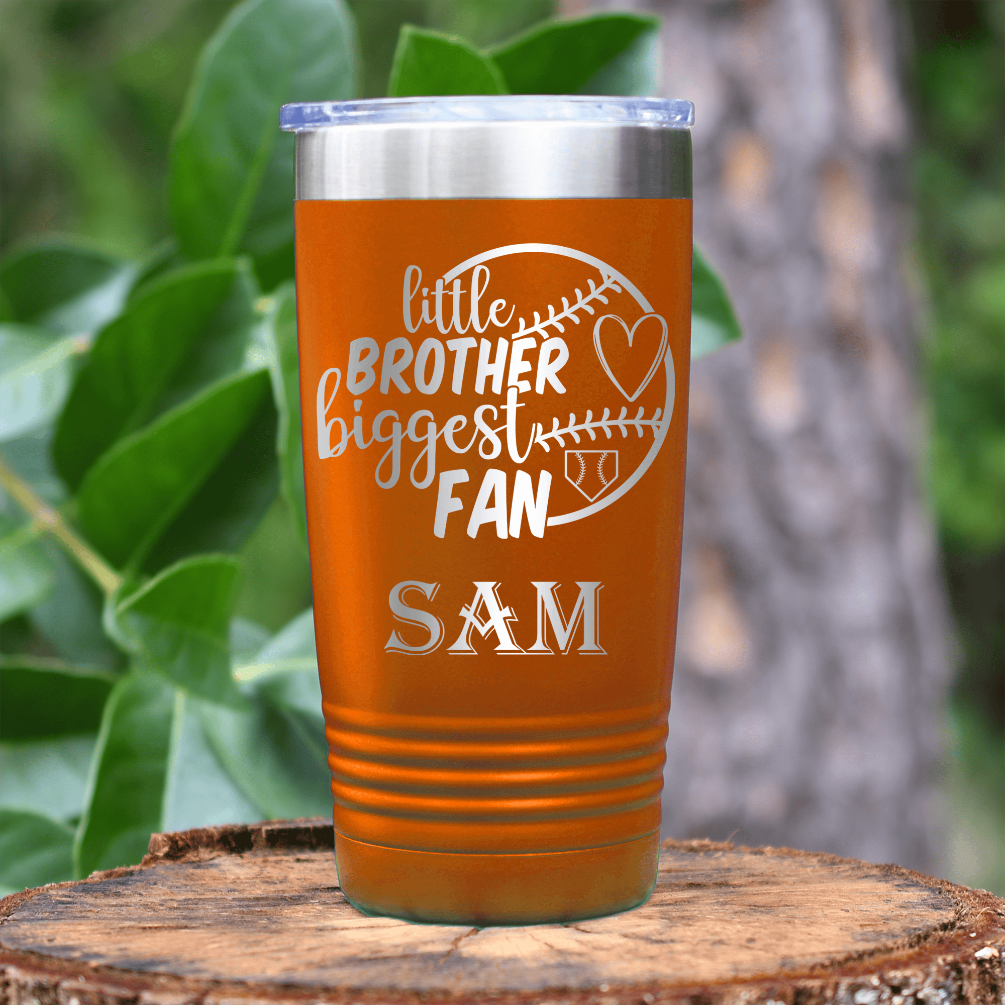 Orange Baseball Tumbler With Proud Baseball Sibling Design