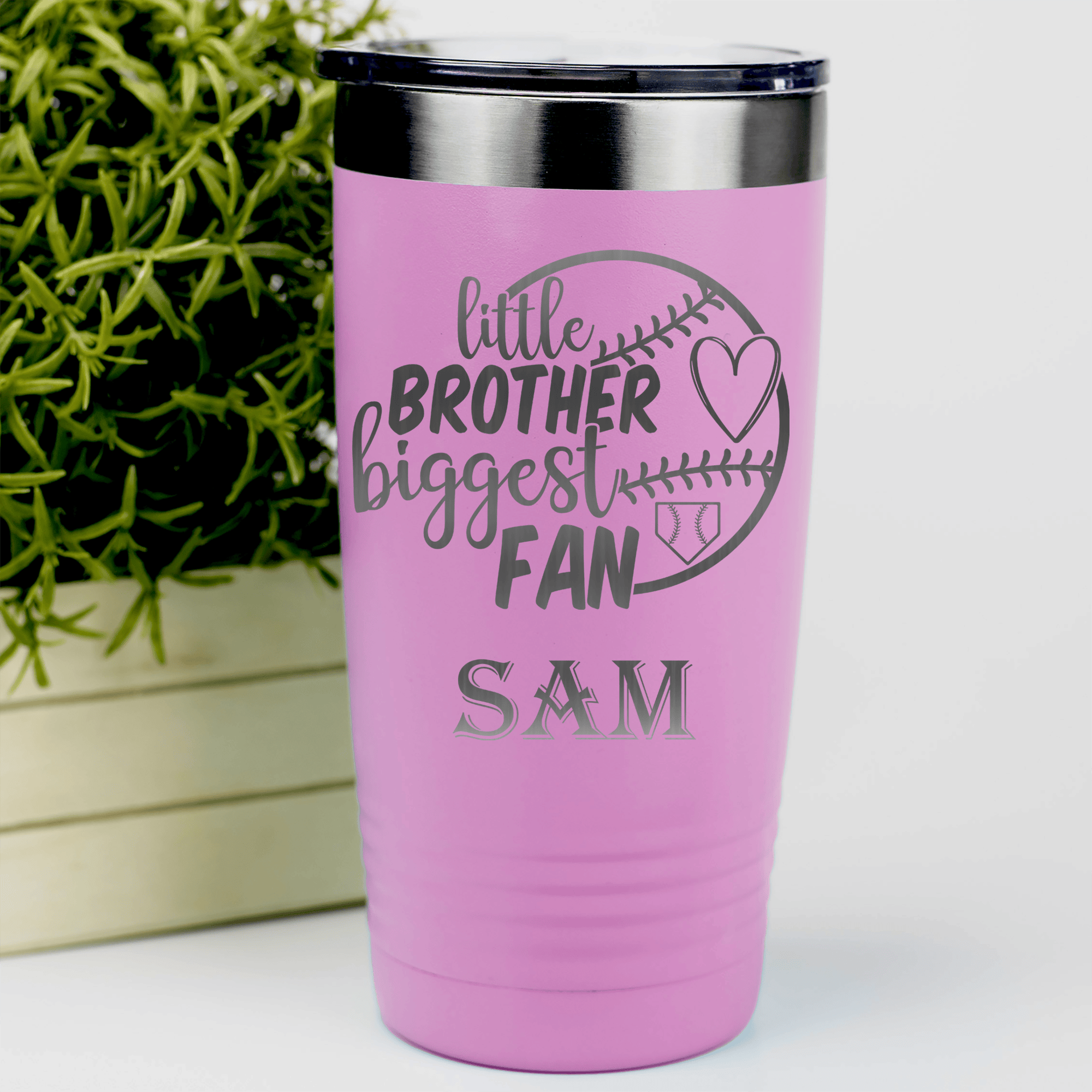 Pink Baseball Tumbler With Proud Baseball Sibling Design