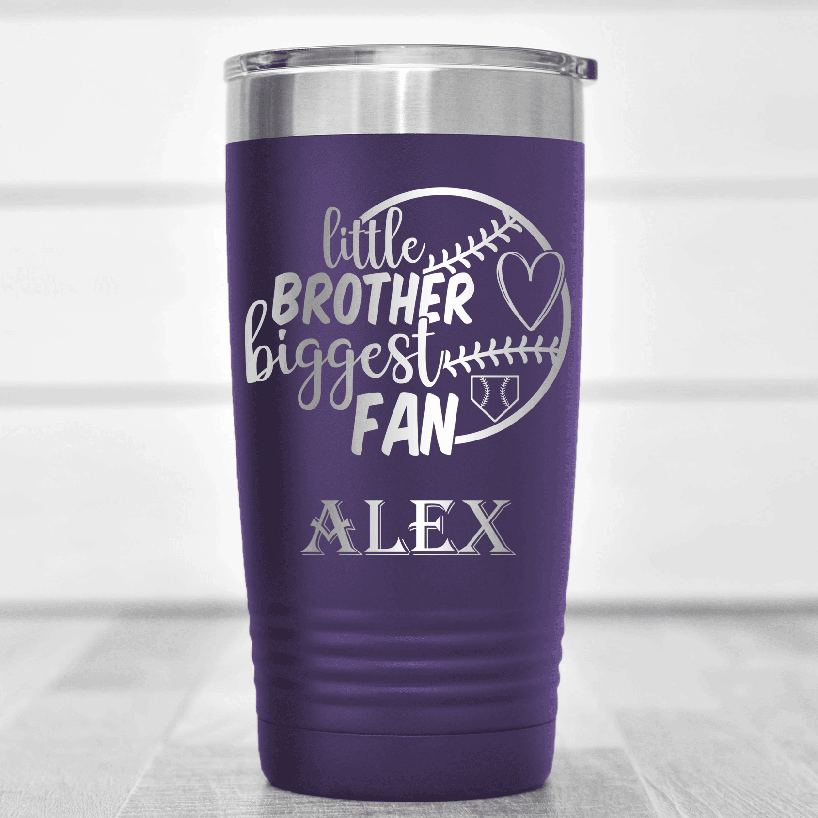 Purple Baseball Tumbler With Proud Baseball Sibling Design