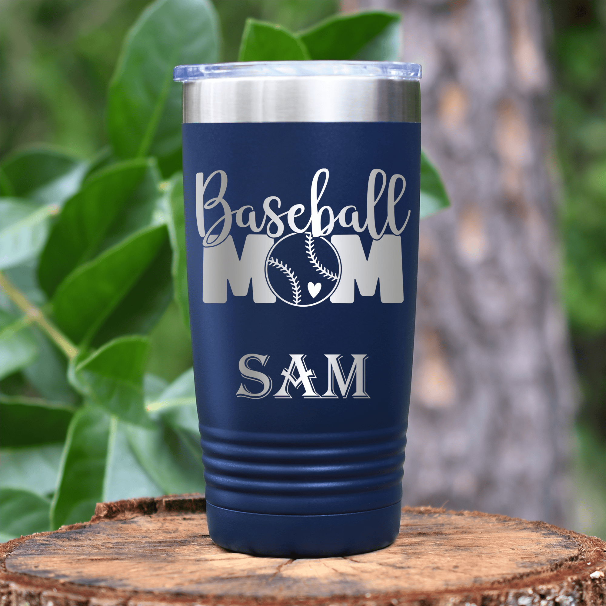 Navy Baseball Tumbler With Queen Of The Bleachers Baseball Design