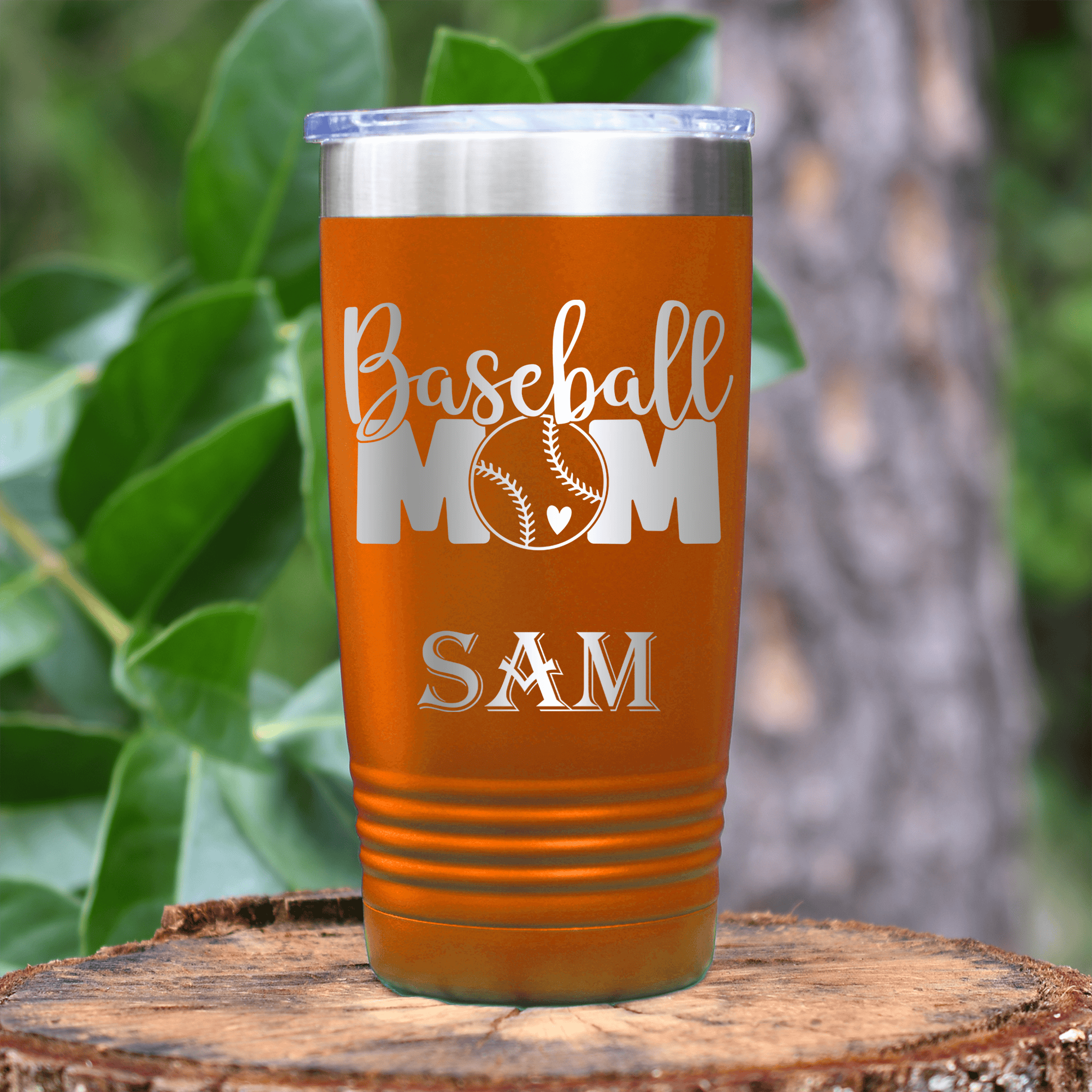 Orange Baseball Tumbler With Queen Of The Bleachers Baseball Design