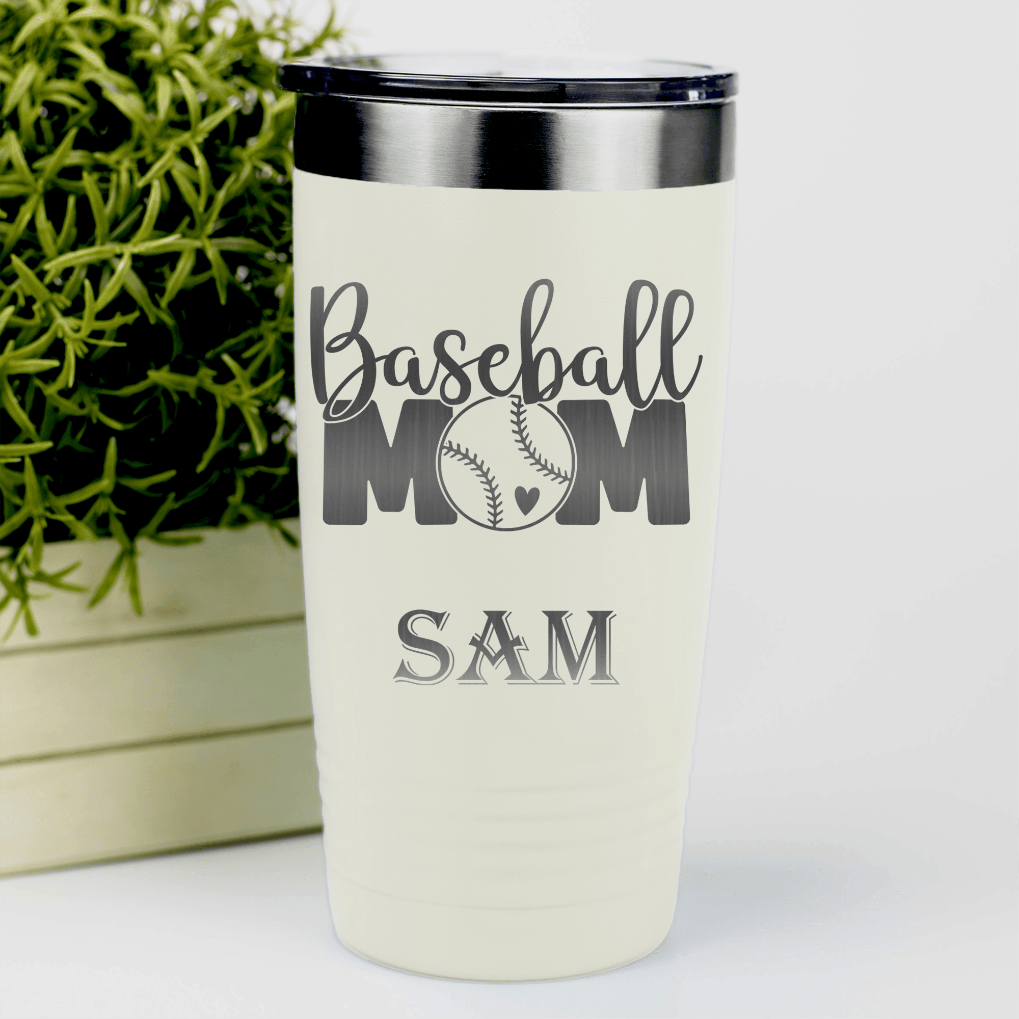 White Baseball Tumbler With Queen Of The Bleachers Baseball Design