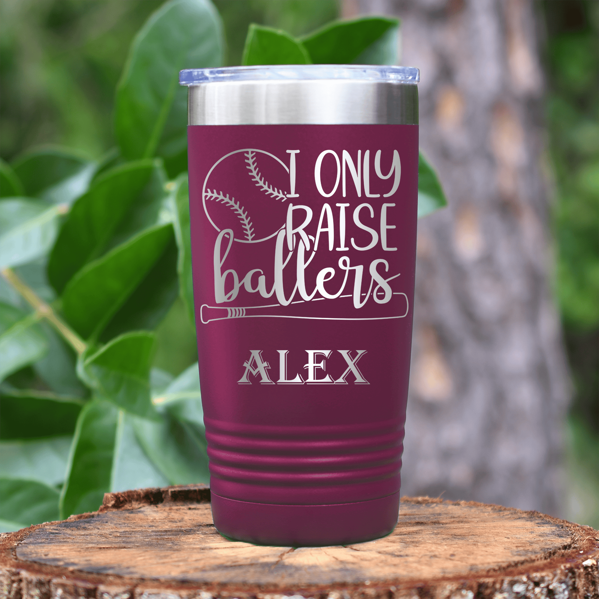 Maroon Baseball Tumbler With Raising Future Mvps Design