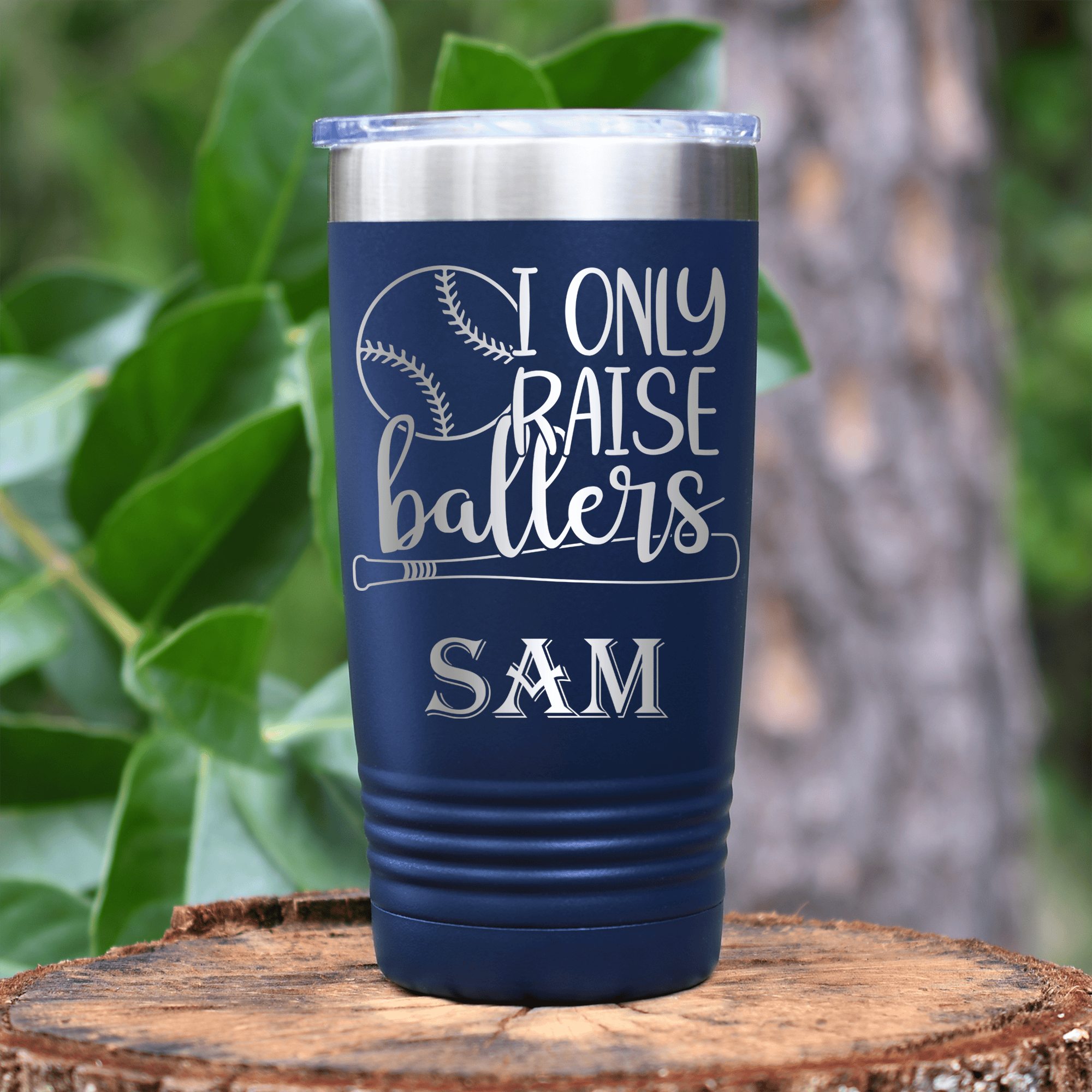 Navy Baseball Tumbler With Raising Future Mvps Design