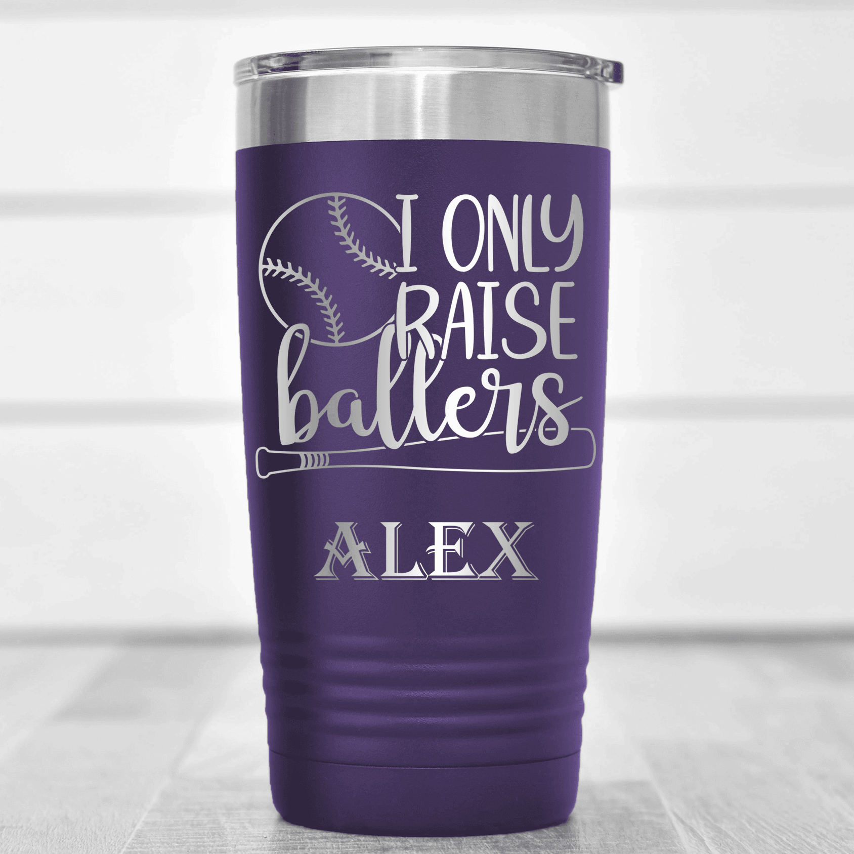 Purple Baseball Tumbler With Raising Future Mvps Design