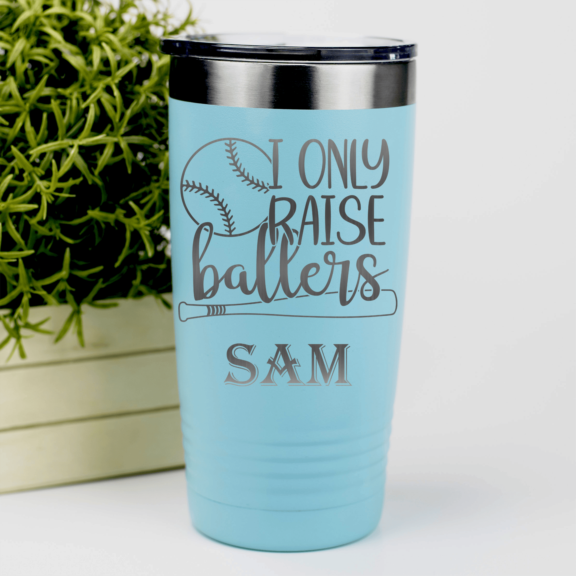 Teal Baseball Tumbler With Raising Future Mvps Design