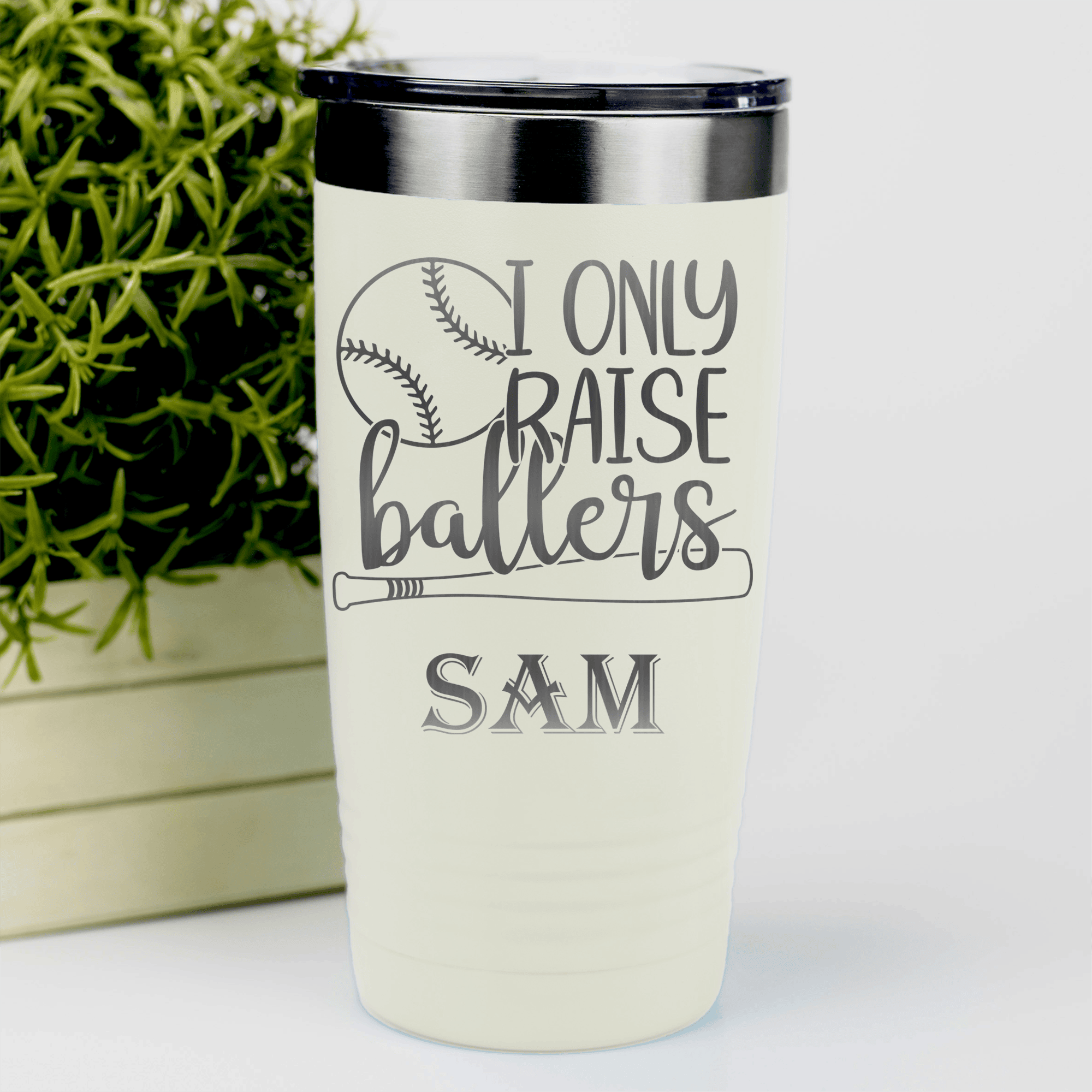 White Baseball Tumbler With Raising Future Mvps Design