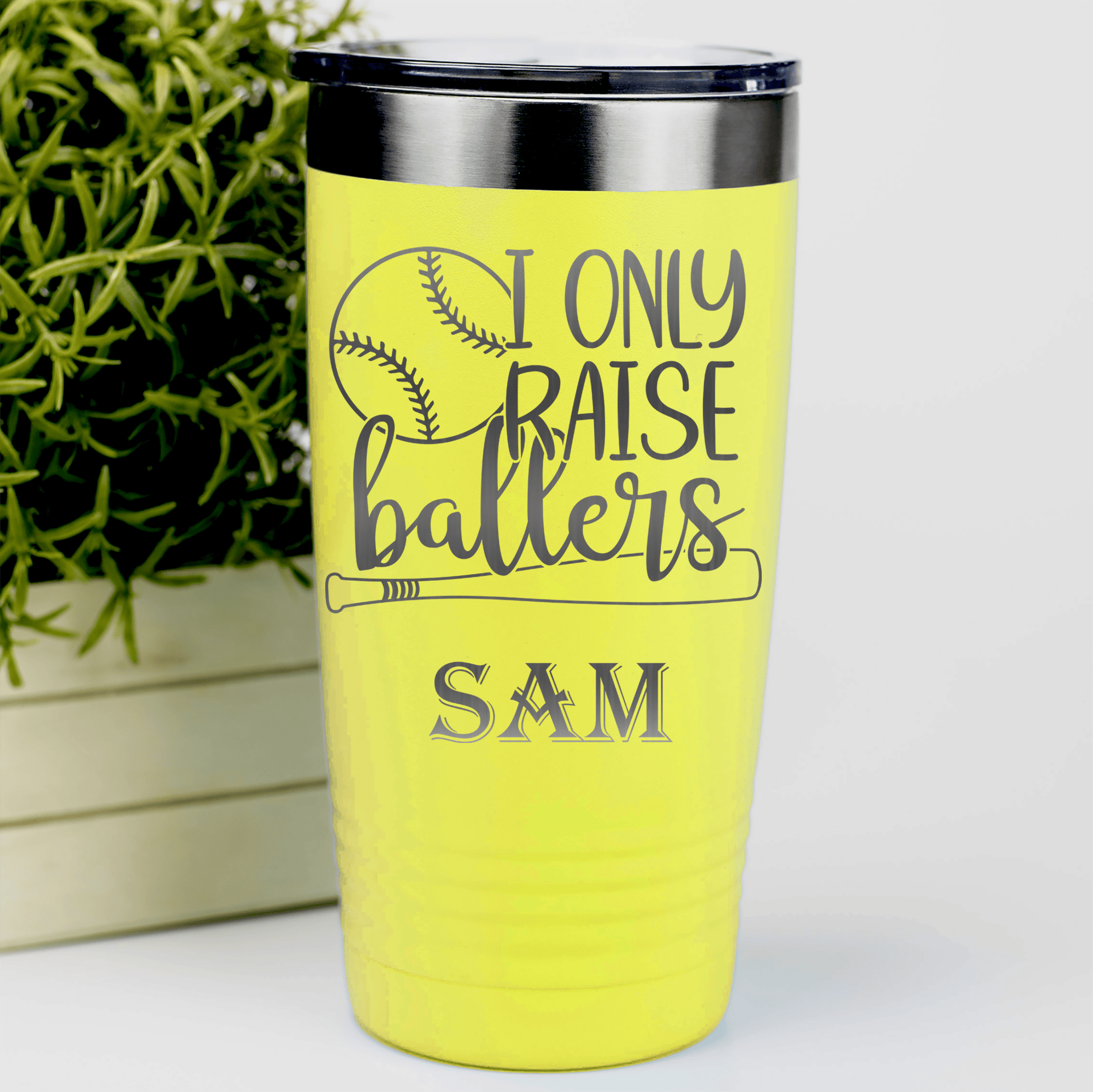 Yellow Baseball Tumbler With Raising Future Mvps Design