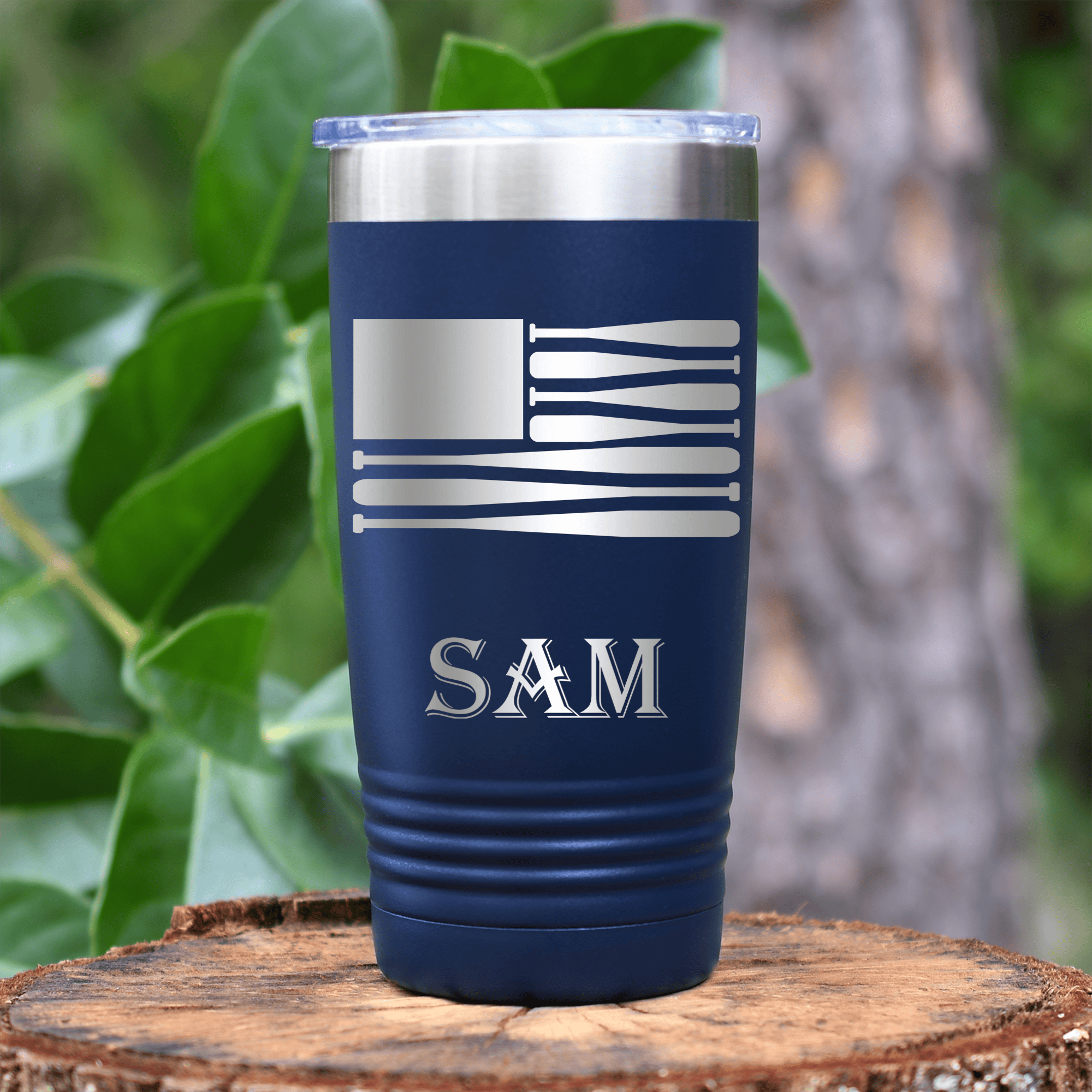 Navy Baseball Tumbler With Star Spangled Bats Design