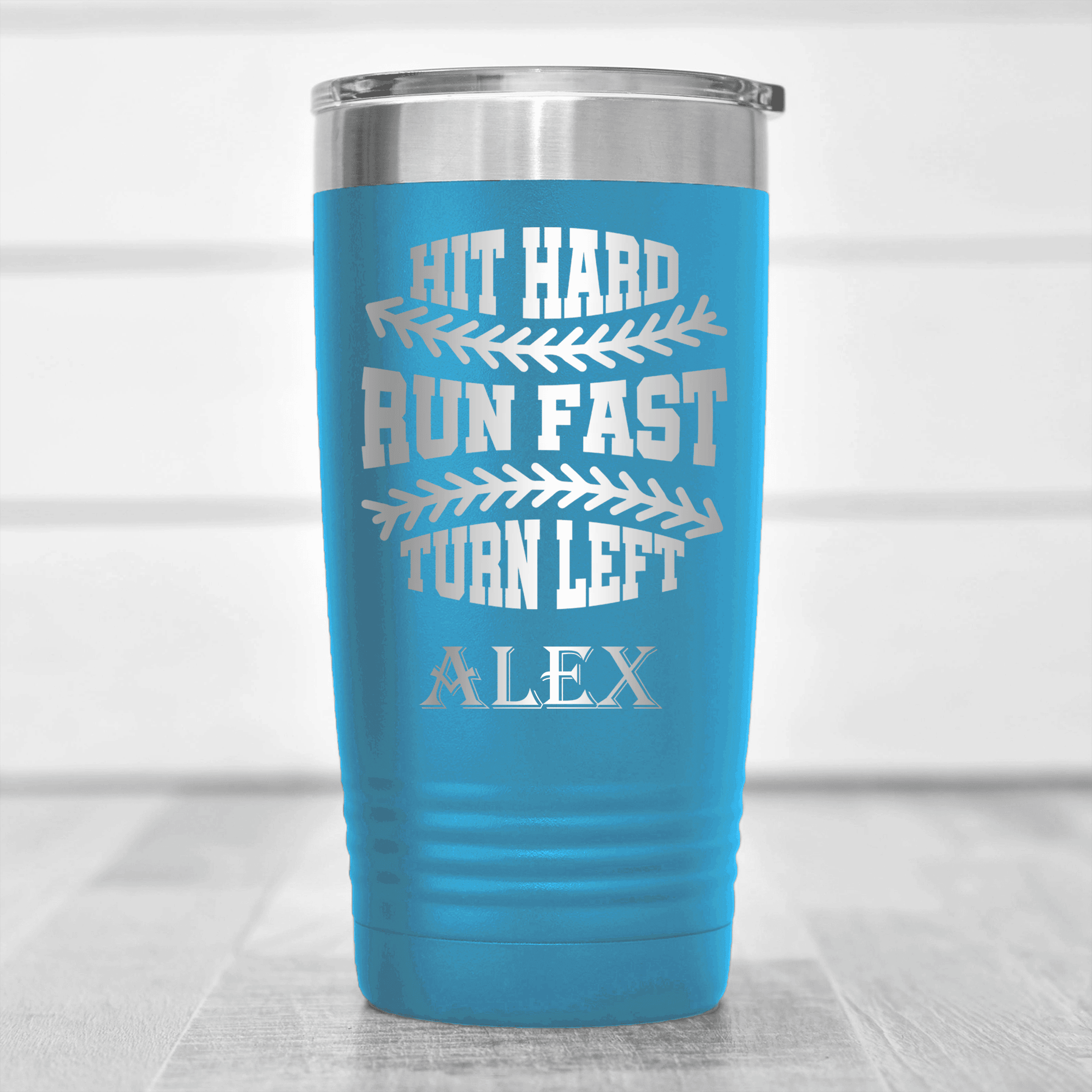 Light Blue Baseball Tumbler With Swing For The Fences Design