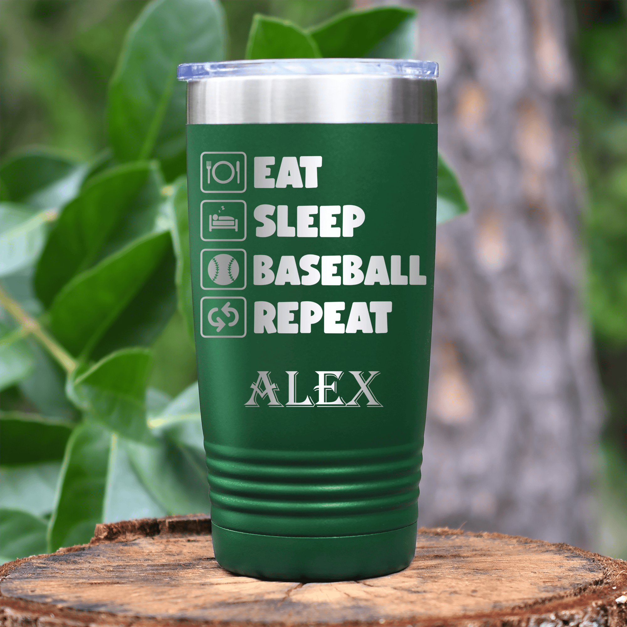 Green Baseball Tumbler With The Baseball Routine Design