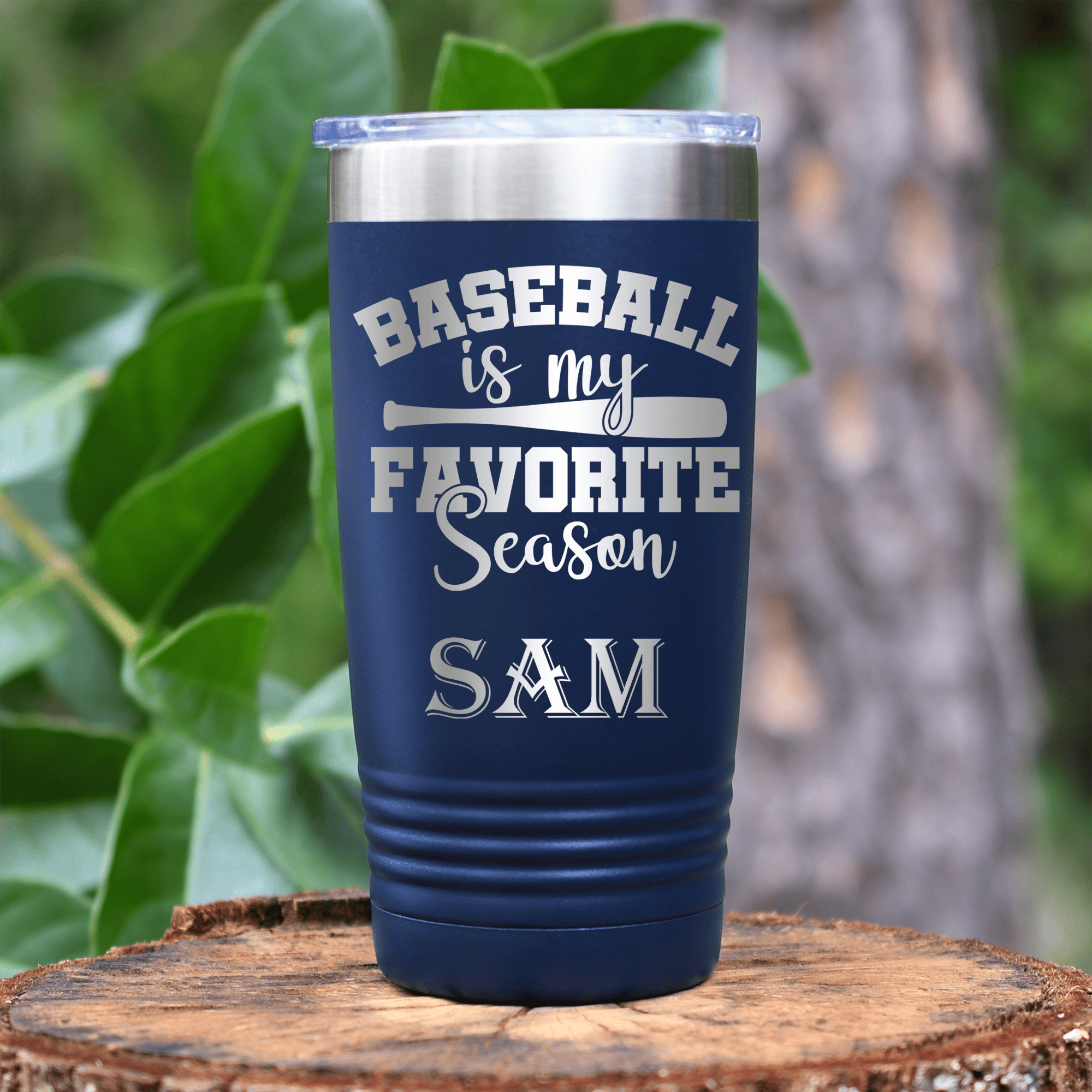 Navy Baseball Tumbler With When Bats Swing Hearts Sing Design