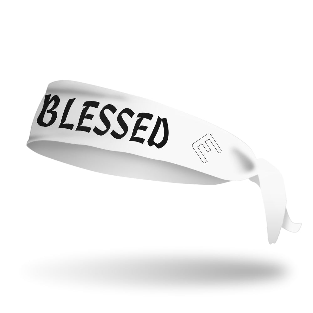 White BLESSED Tie Headband