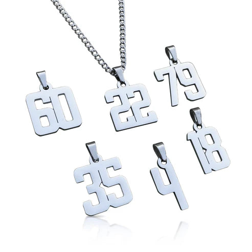 Silver Number Baseball Chain Necklace
