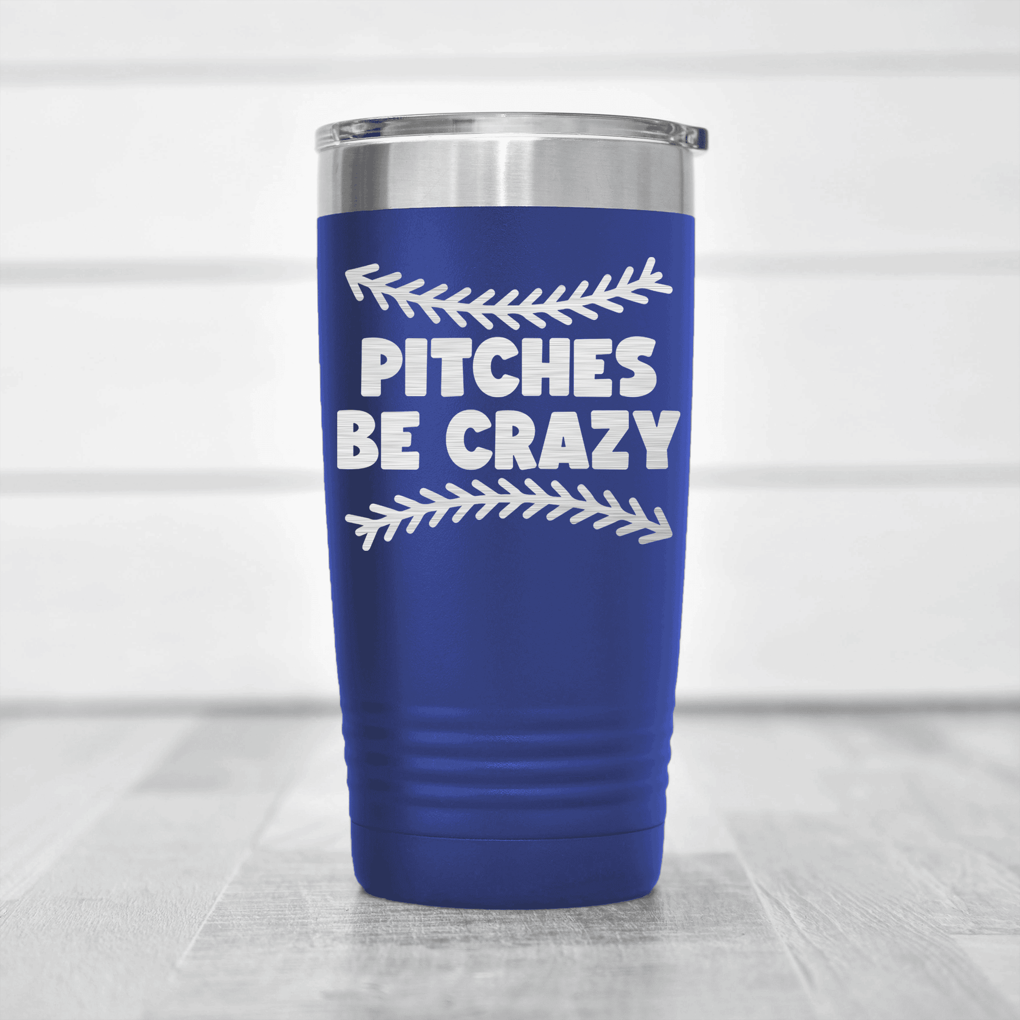 Blue baseball tumbler Unpredictable Pitches