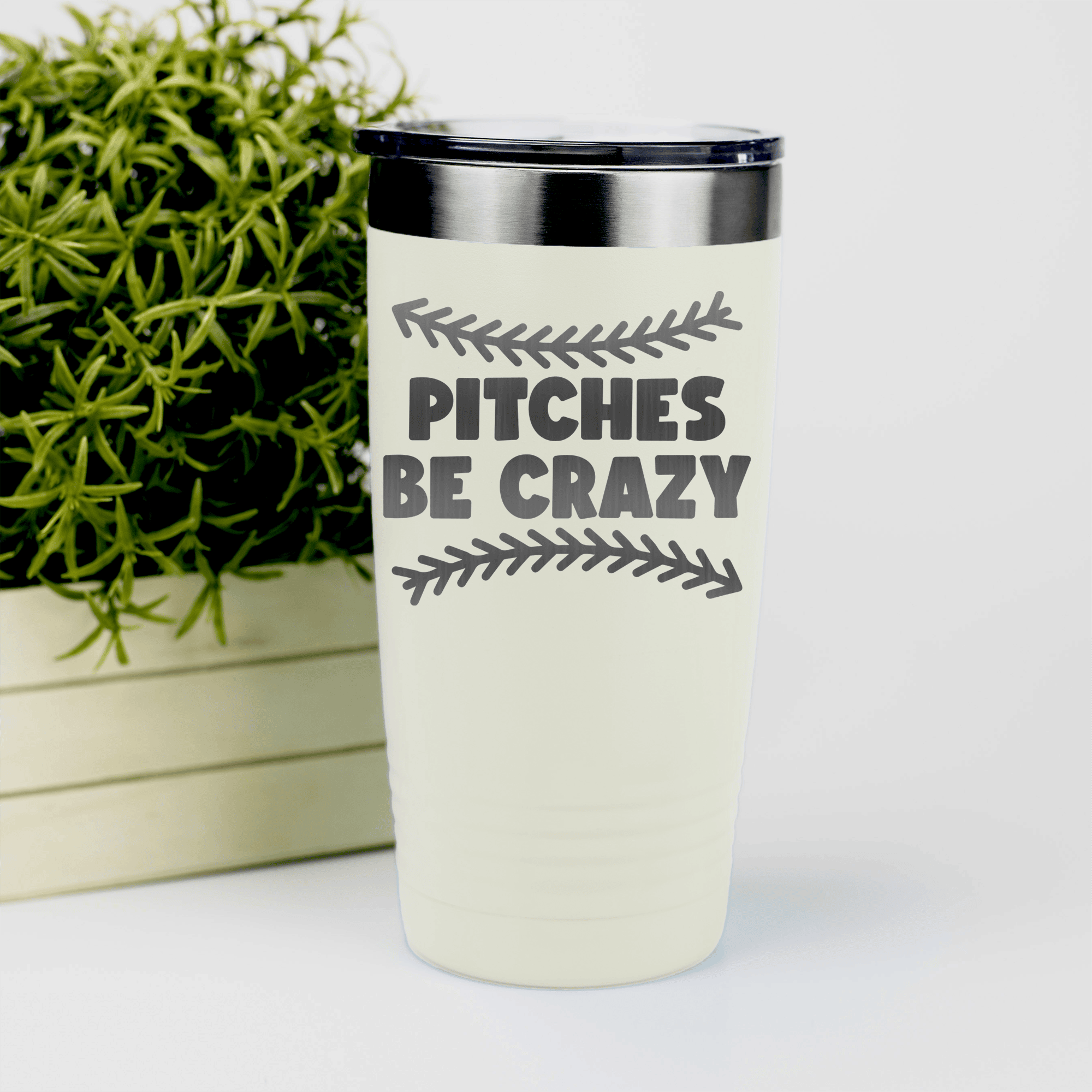 White baseball tumbler Unpredictable Pitches