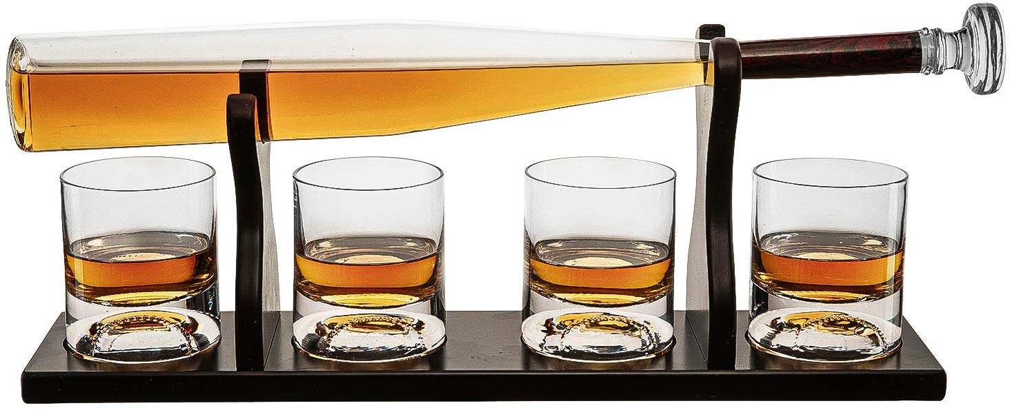 Baseball Bat Whiskey Decanter Set